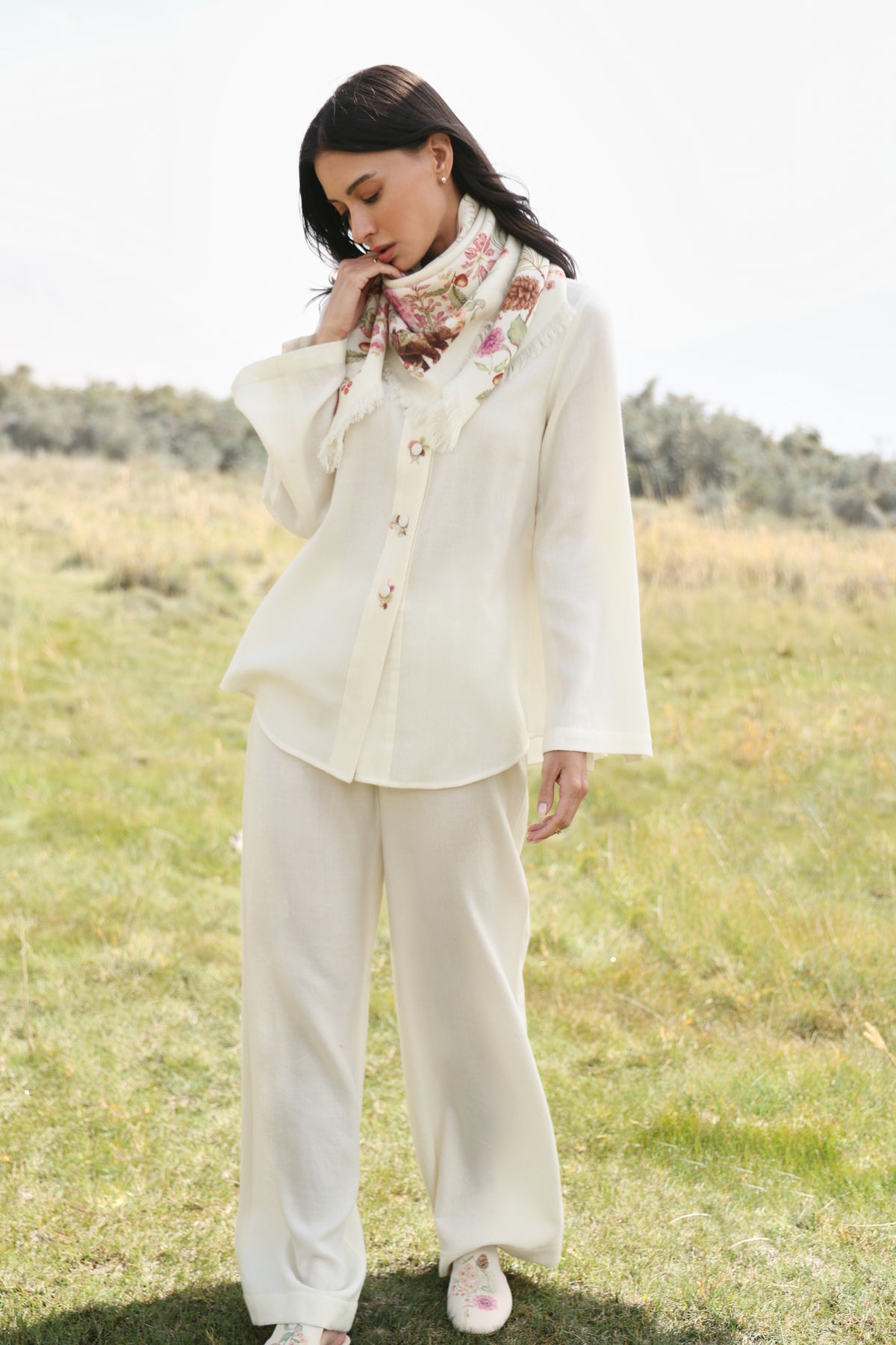 Autumn Bloom Woollen Top (Ivory Alpine Botanics)