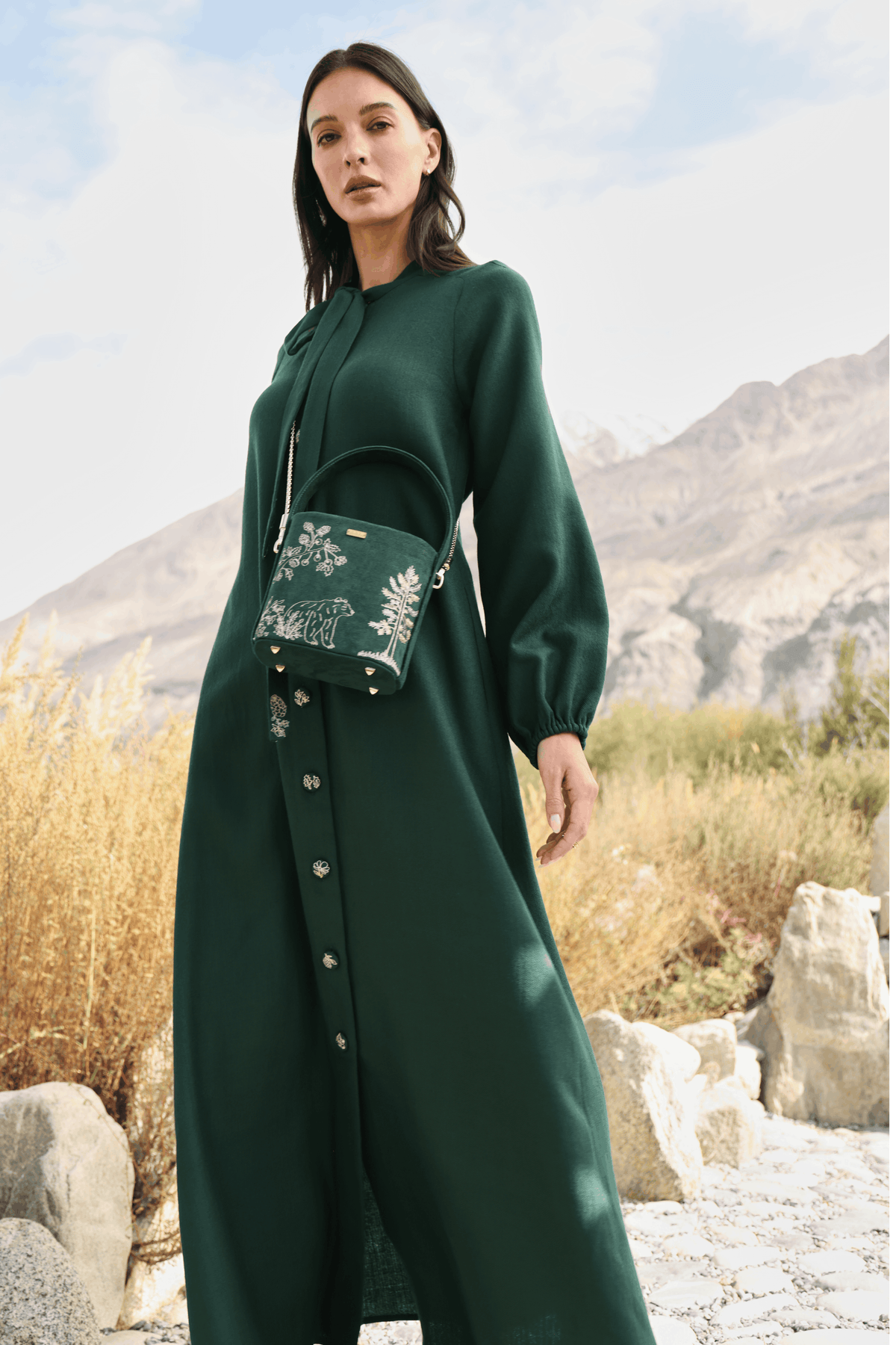 Ivy Woollen Dress (Forest Pine)