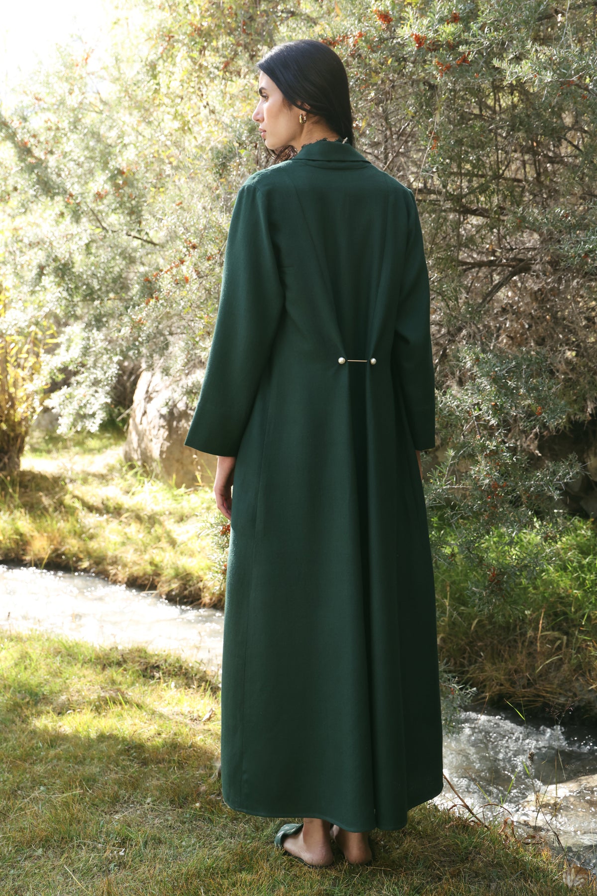 Afterglow Woollen Lace Dress (Forest Pine) & Afterglow Woollen Overlay Jacket (Forest Pine)