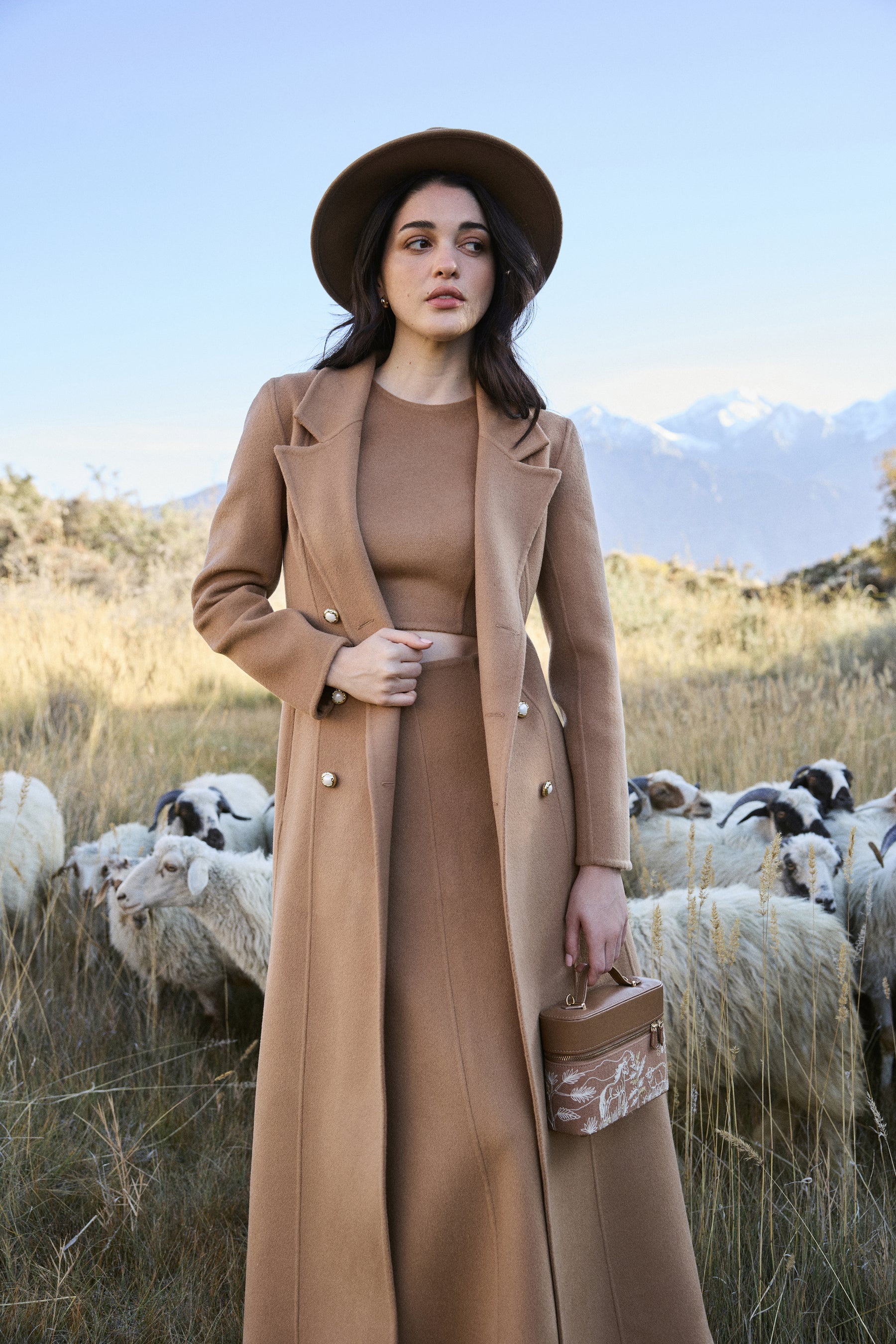 Cashmere-Silk-Merino Blend Skirt (Warm Honey)