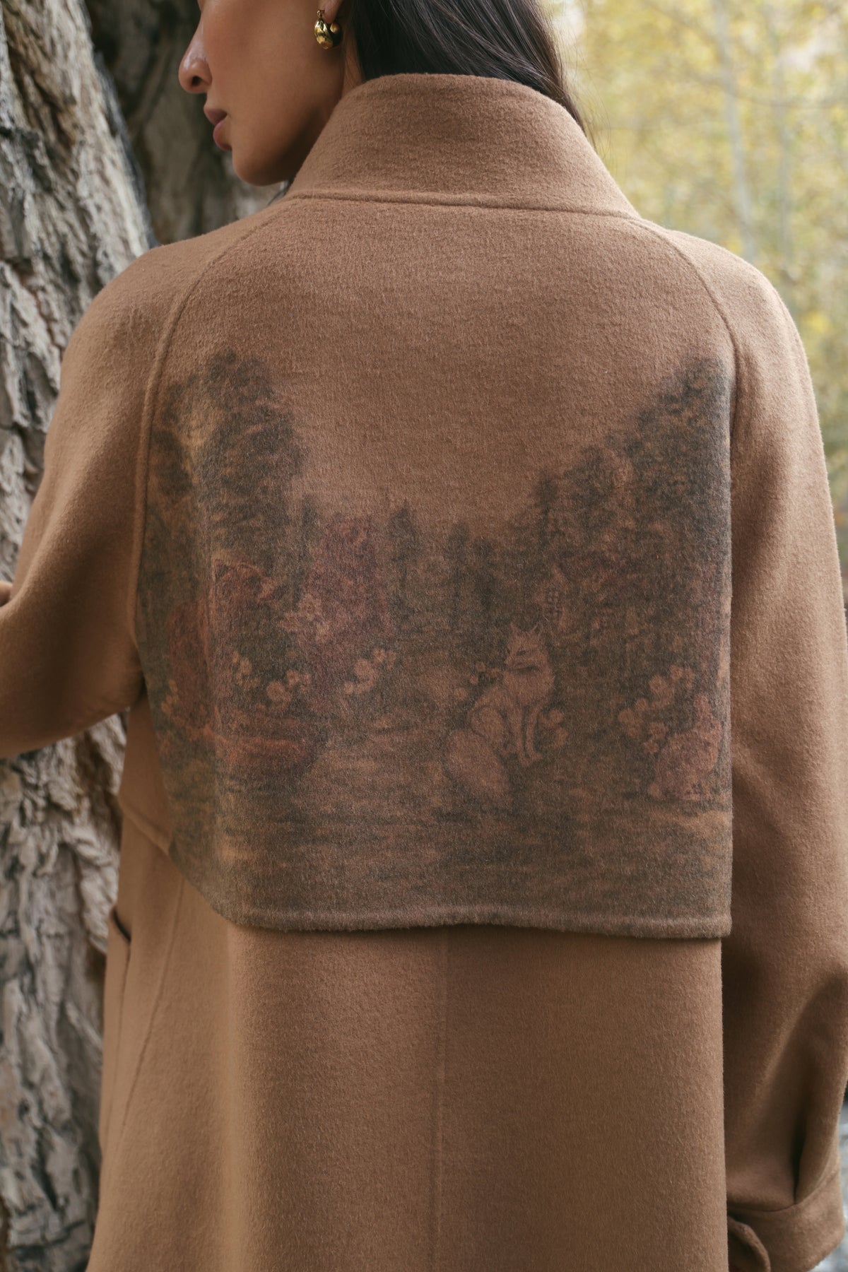 Outlands Merino Wool Blend Trench Jacket (Caramel) & Merino Wool Blend Short Skirt (Caramel)