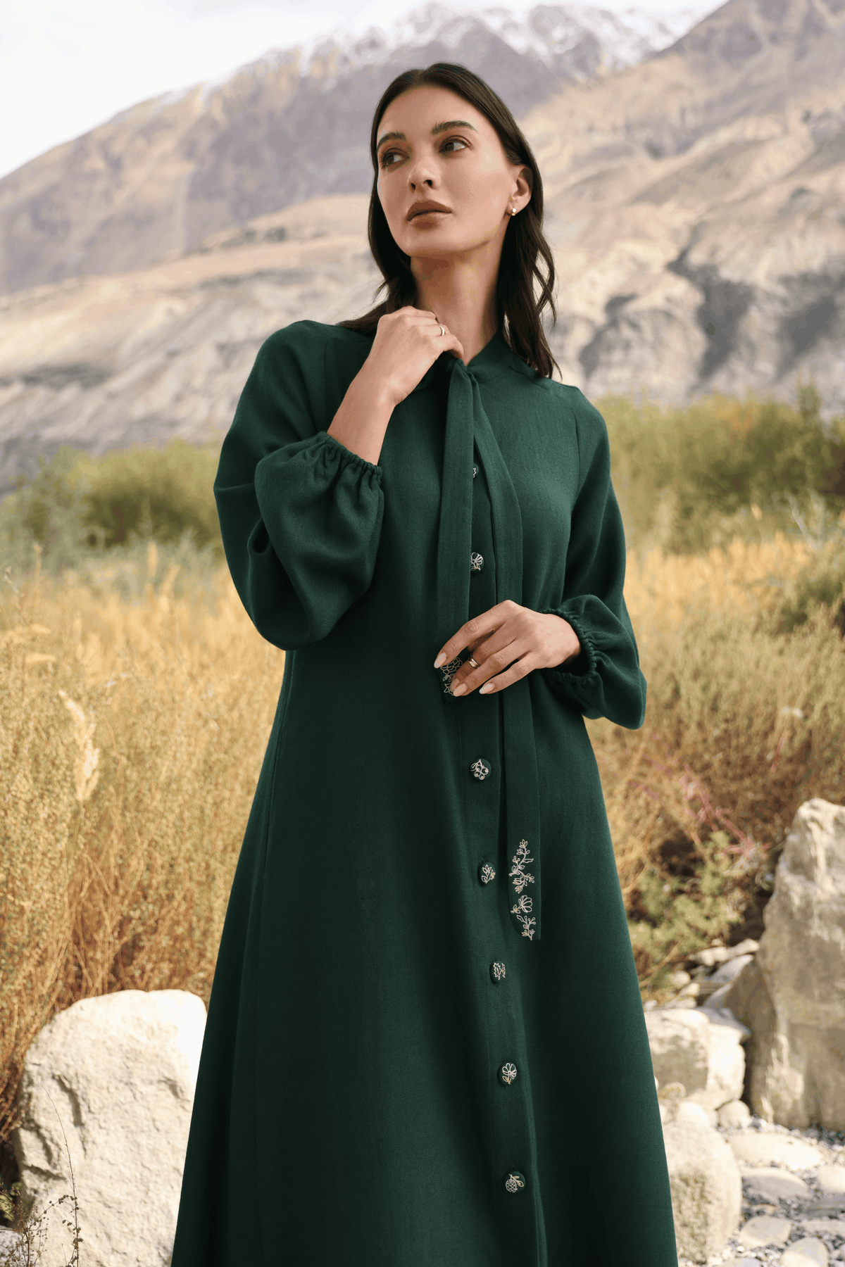 Ivy Woollen Dress (Forest Pine)