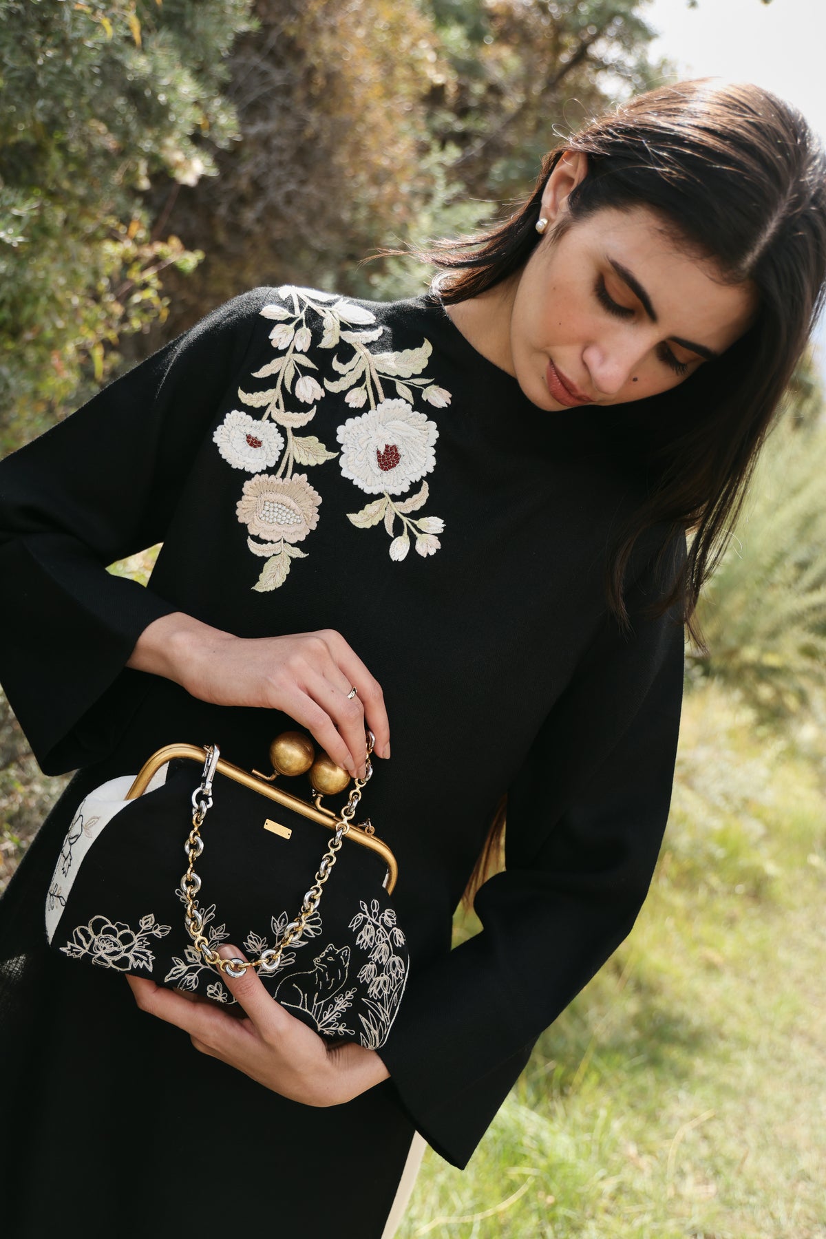 Nightfall Long Woollen Top (Black) & Laha Woollen Pants (Ivory)