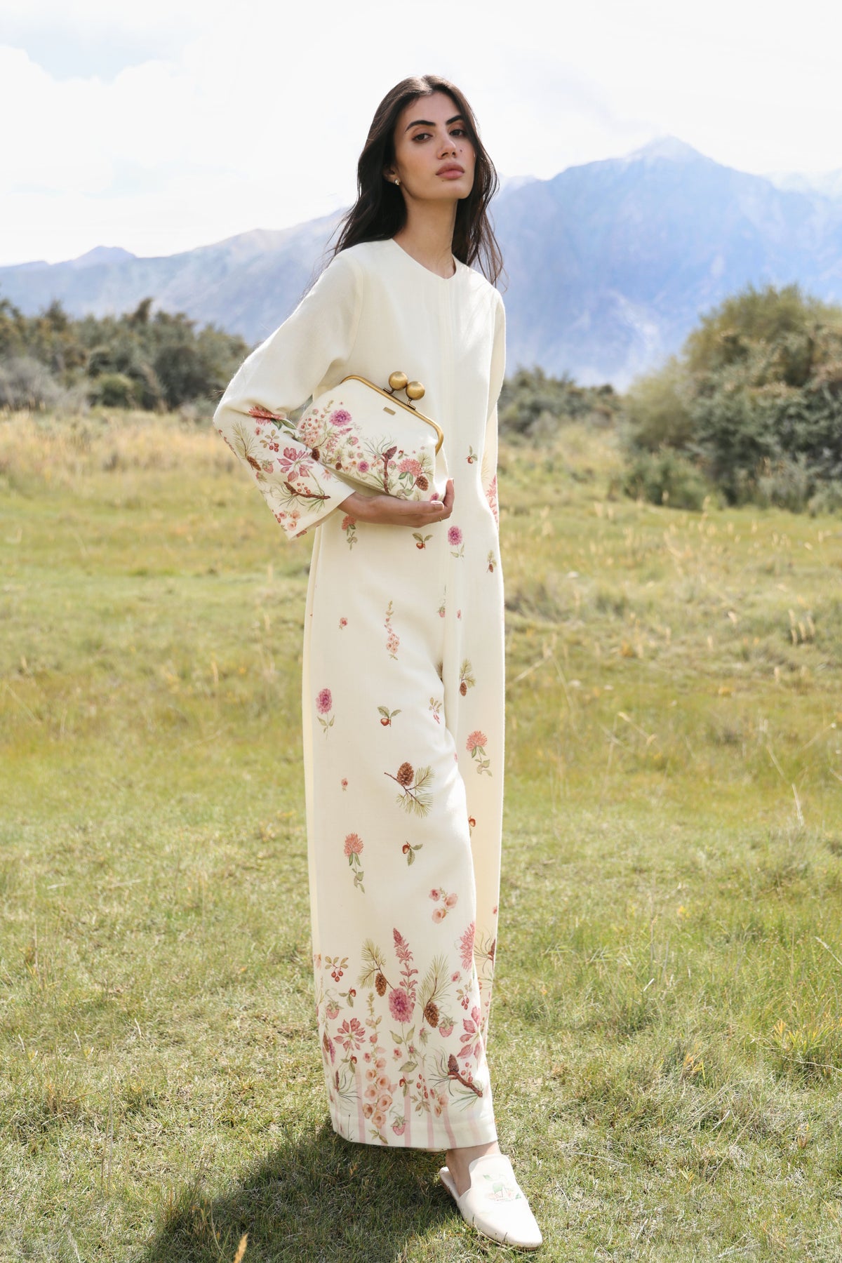 Autumn Bloom Woollen Jumpsuit (Ivory Alpine Botanics)