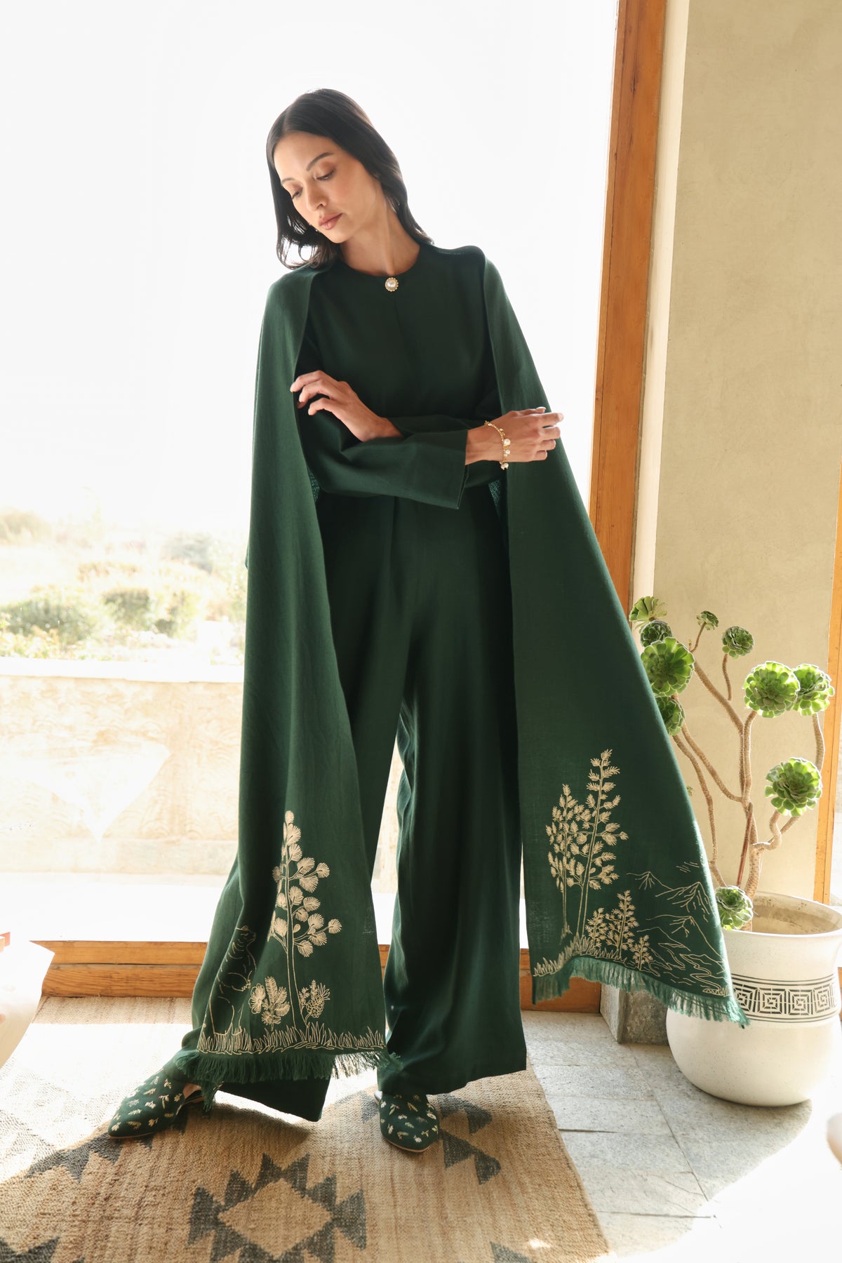 Evergreen Woollen Jumpsuit (Forest Pine)