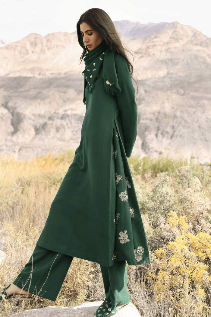 First Frost Woollen Top Dress (Forest Pine)