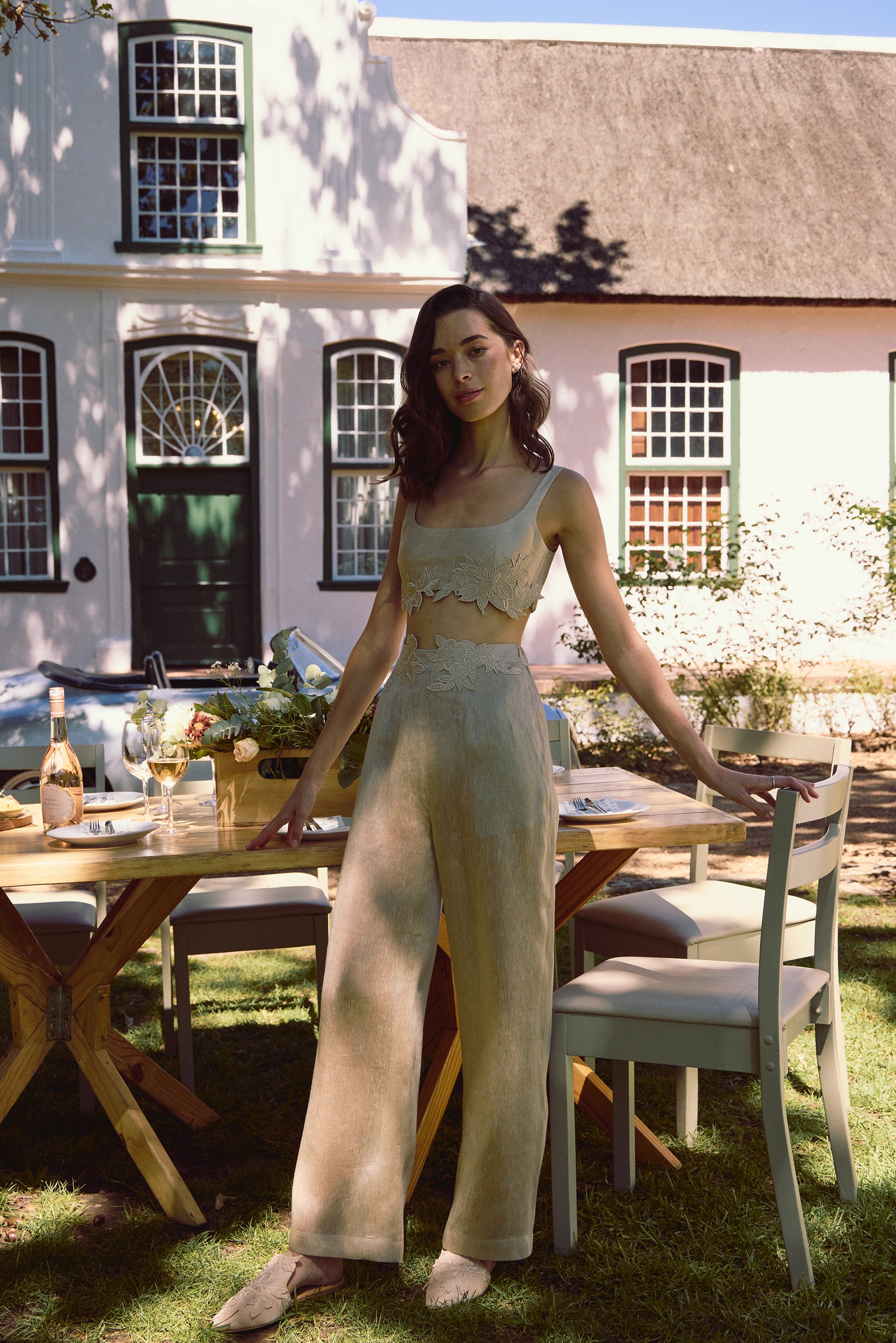 Elizabeth Bandeau Top & Elizabeth Pants (Almond)