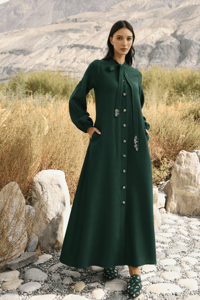 Ivy Woollen Dress (Forest Pine)