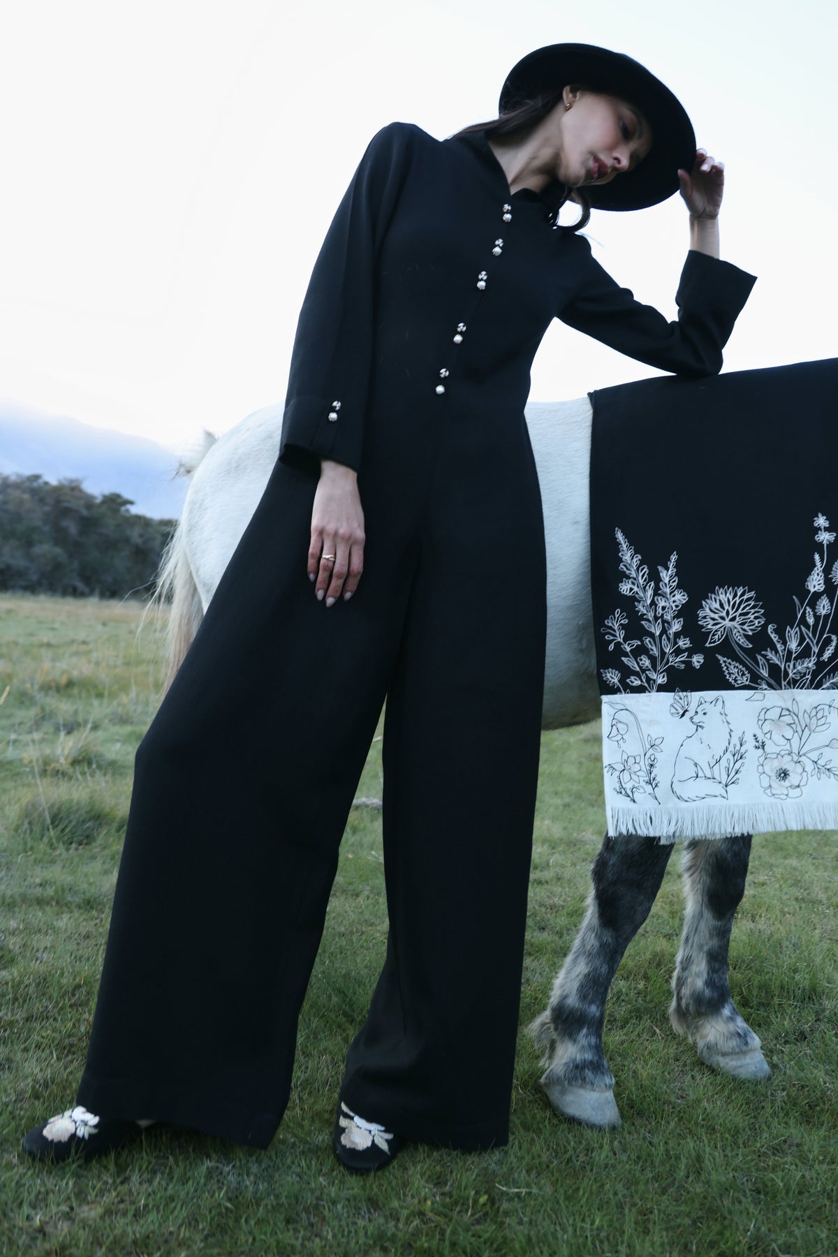 Still Night Woollen Jumpsuit (Black)