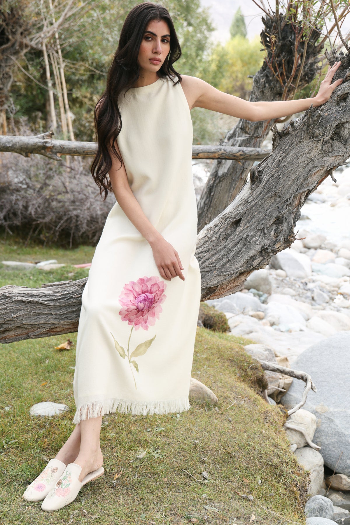 Day Bloom Woollen Dress (Ivory Alpine Botanics)