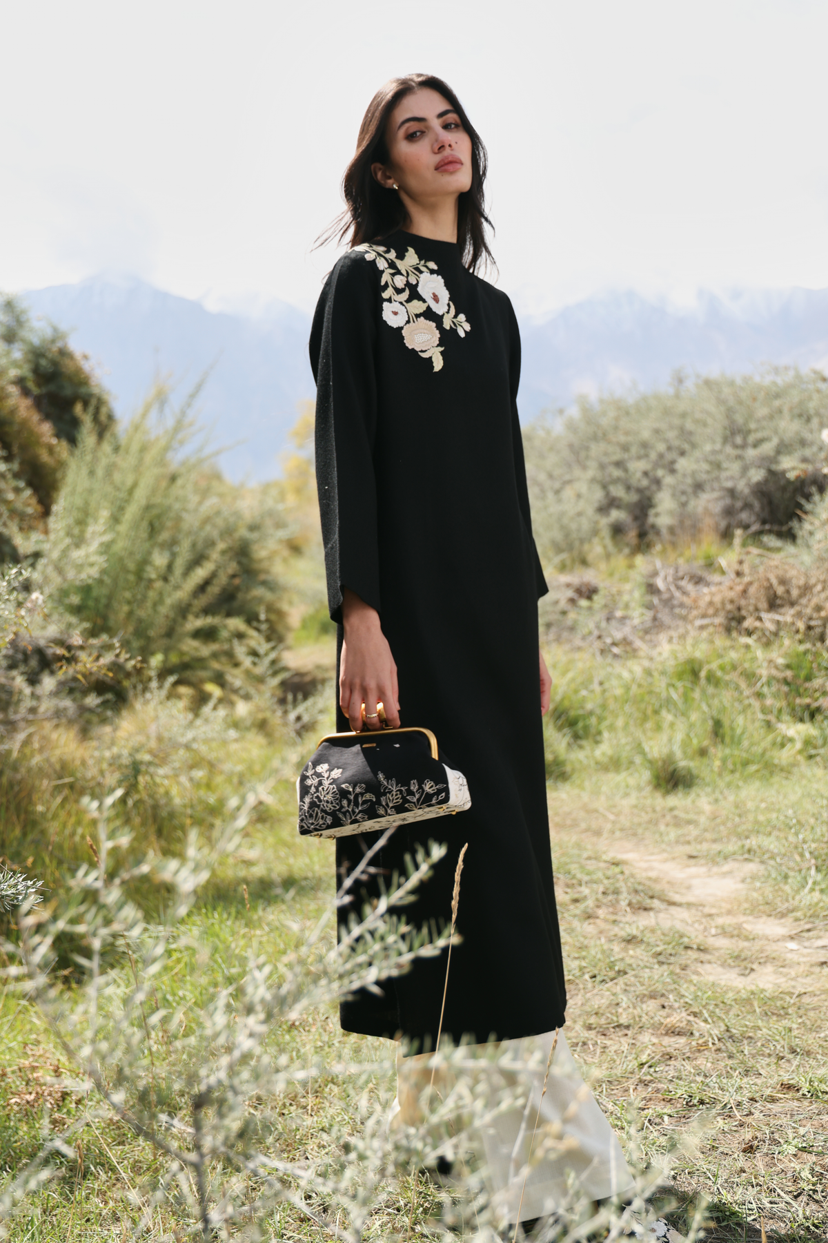 Nightfall Long Woollen Top (Black)