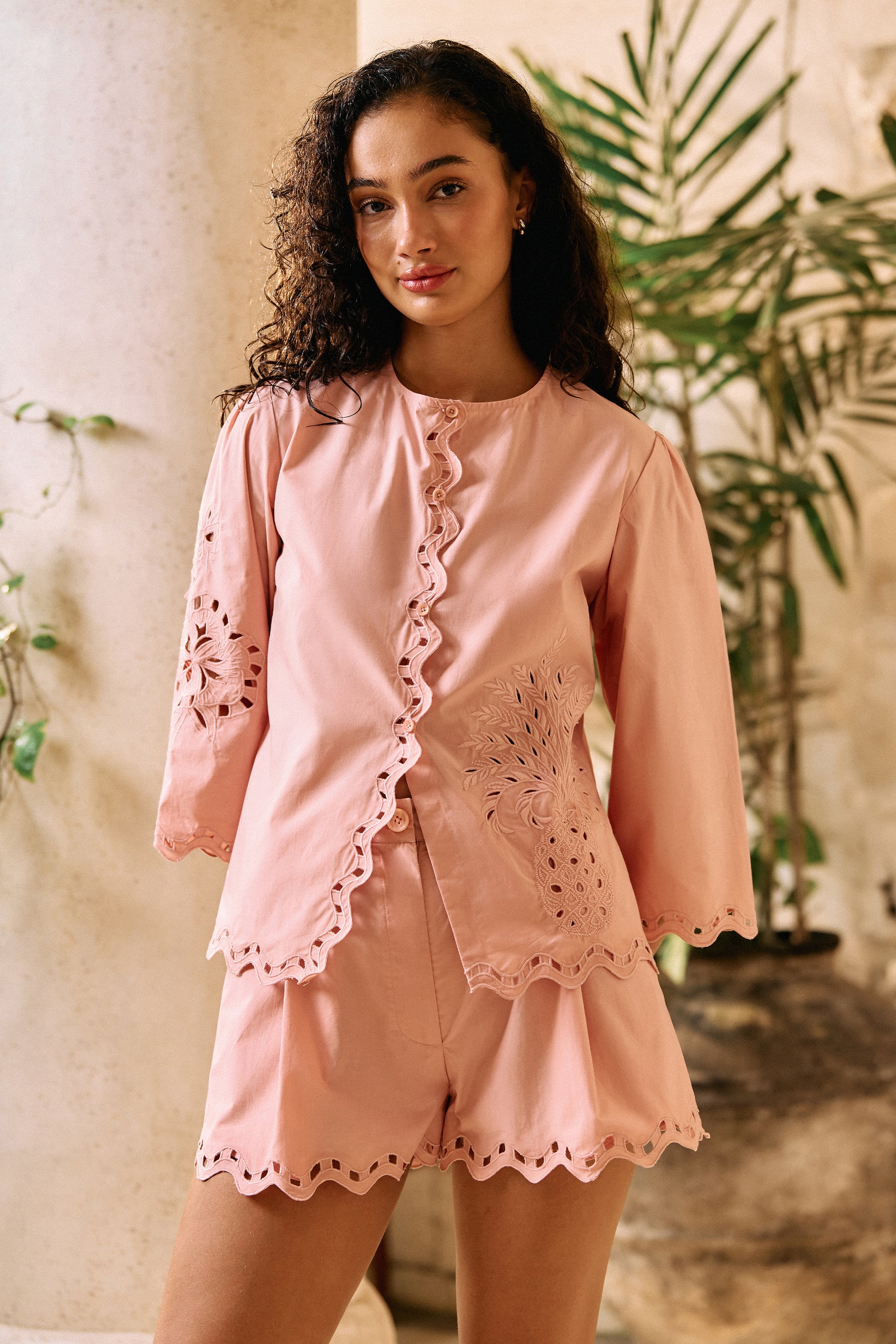 Dusty Pink Happy Within Cotton Poplin Shirt