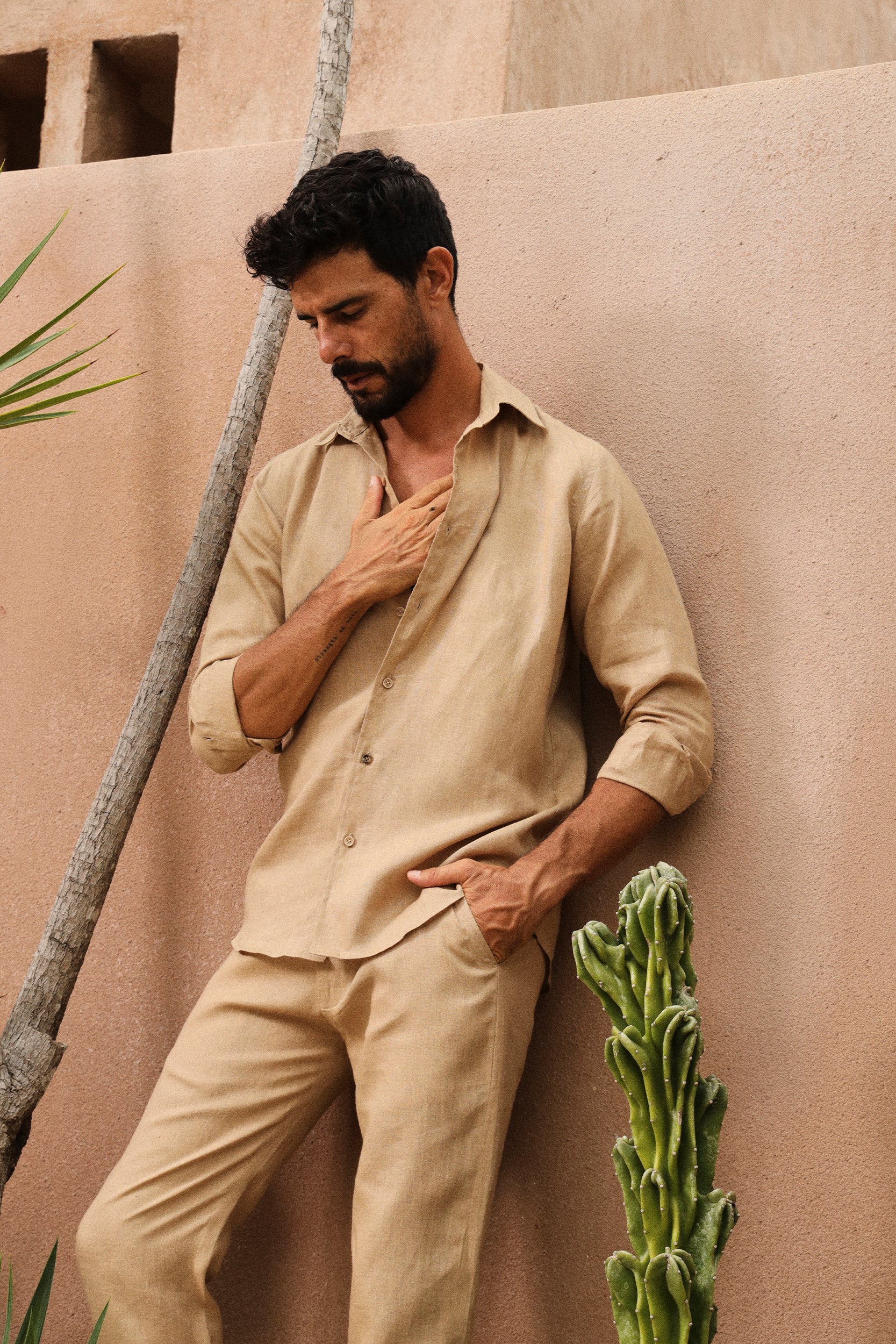 Corsica Shirt - Man & Corsica Pants - Man (Sand)