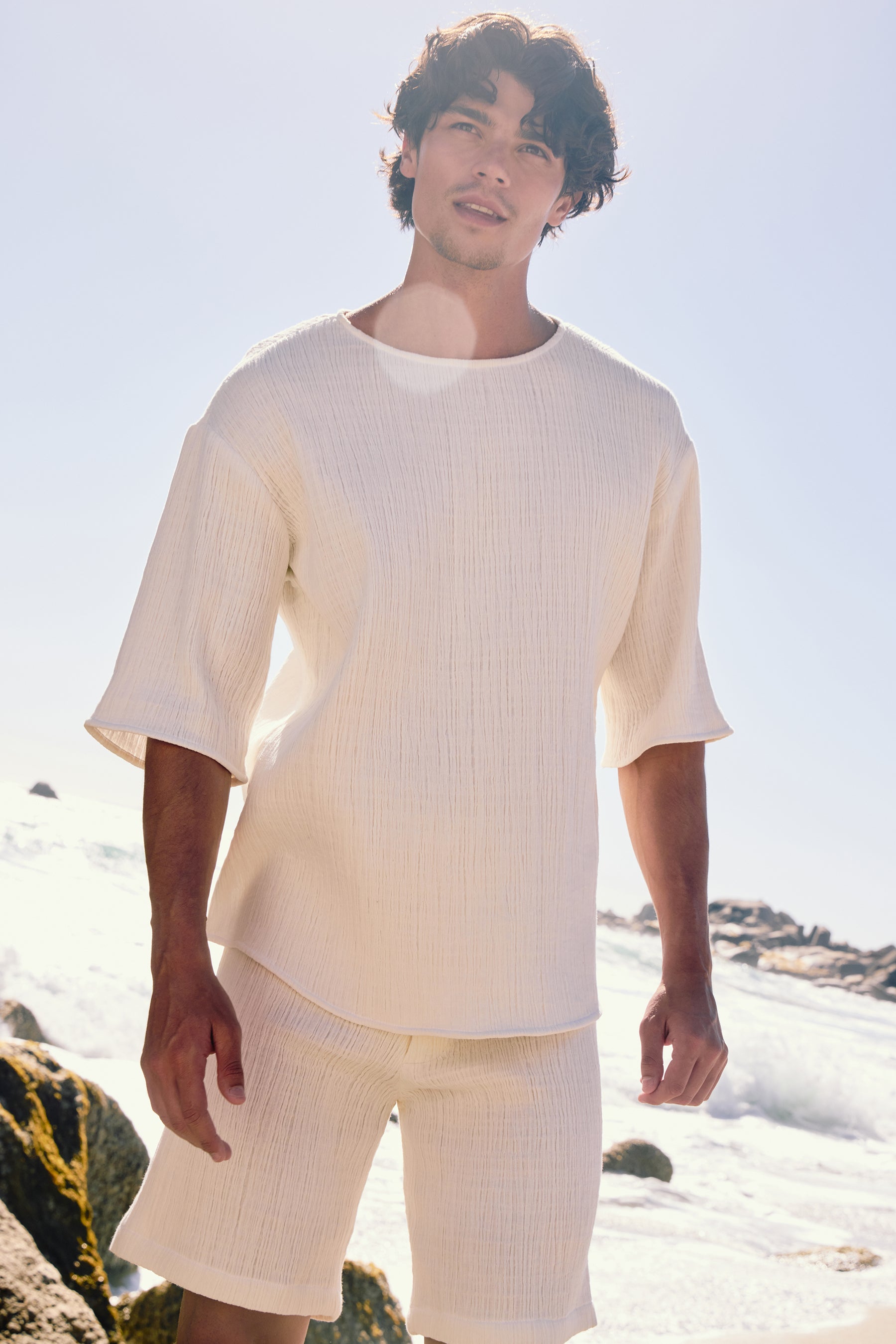 Sandton Shirt - MAN (Ivory) & Amalfi Shorts-Man (Ivory)