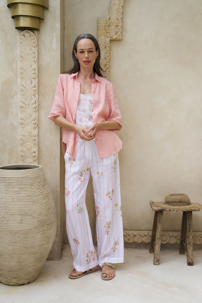 Gentle Pace Shirt (Raspberry) & Postcard Pants (White Floral Print)