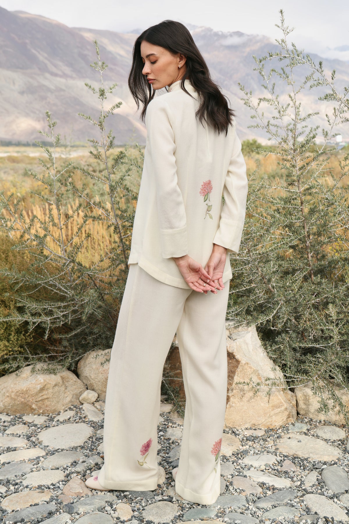 Autumn Bloom Woollen Pants (Ivory Alpine Botanics)
