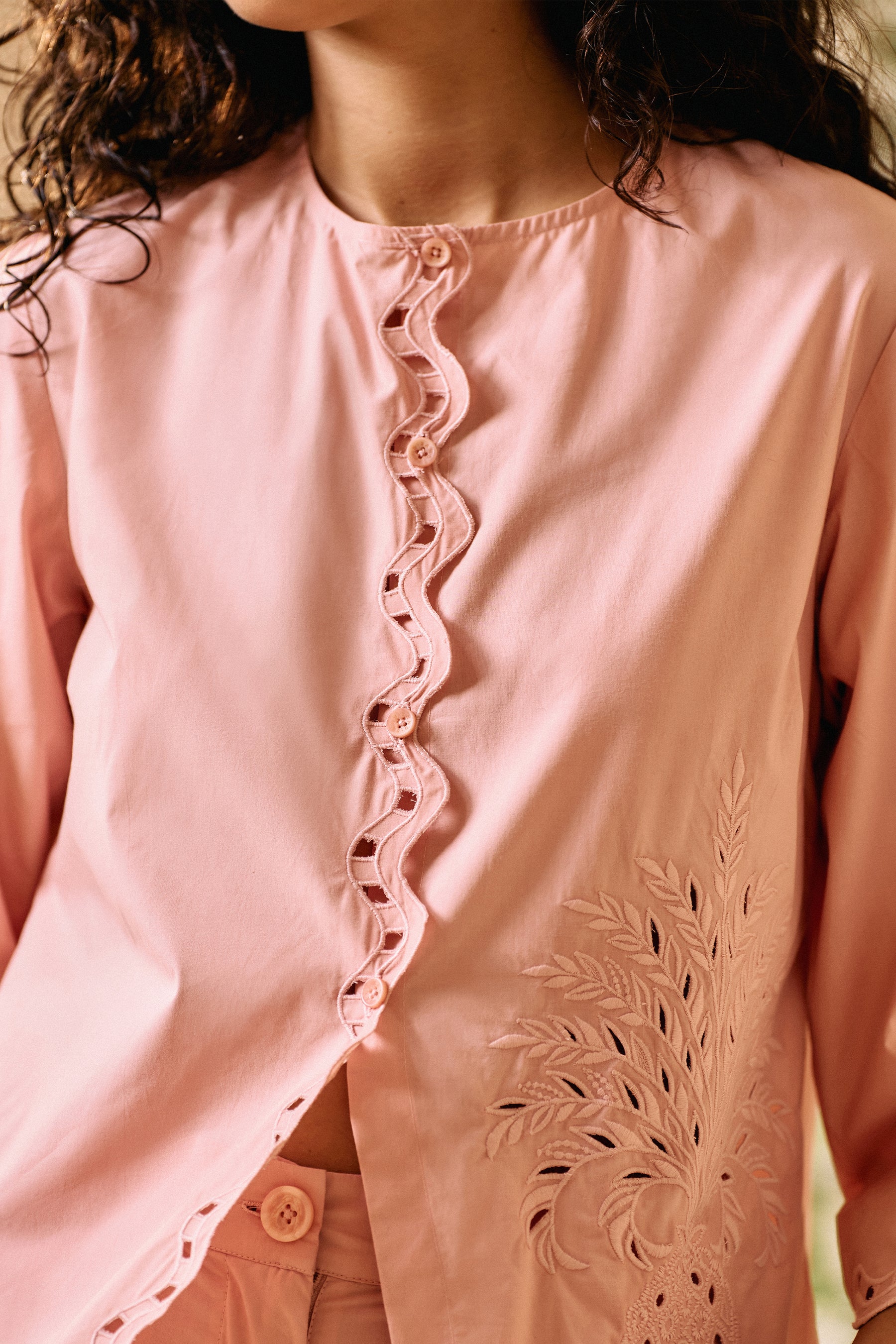 Dusty Pink Happy Within Cotton Poplin Shirt