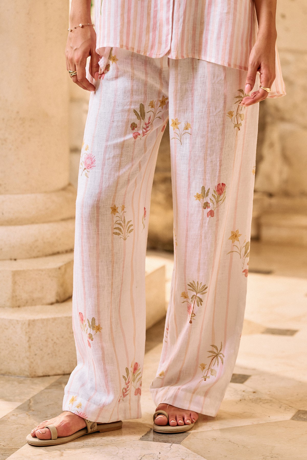 Postcard Pants (White Floral Print)