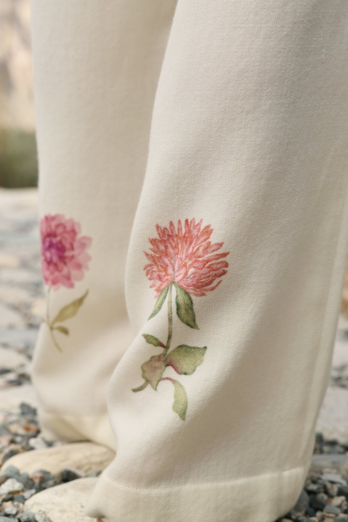 Autumn Bloom Woollen Pants (Ivory Alpine Botanics)