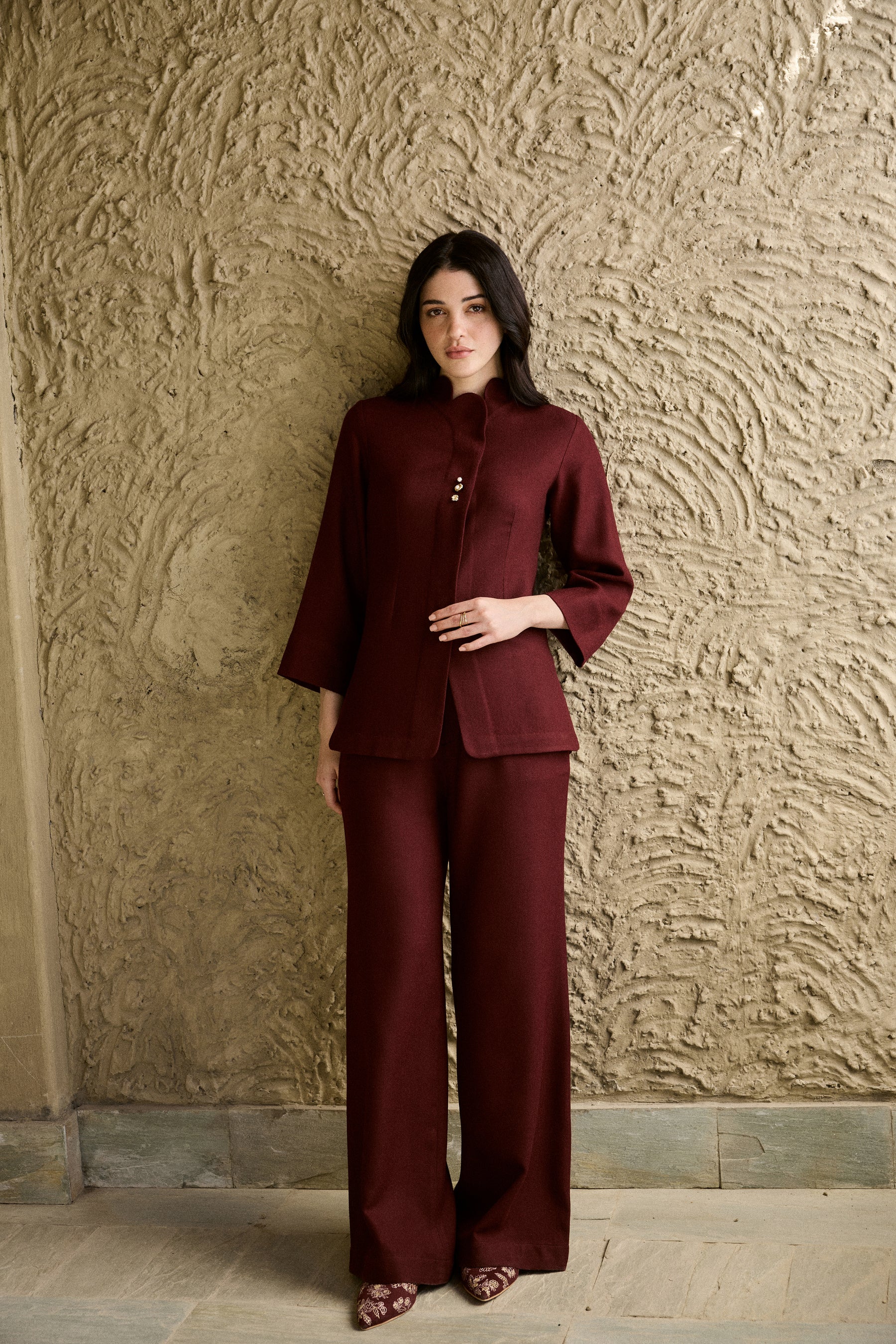 Laha Woollen Pants (Merlot)