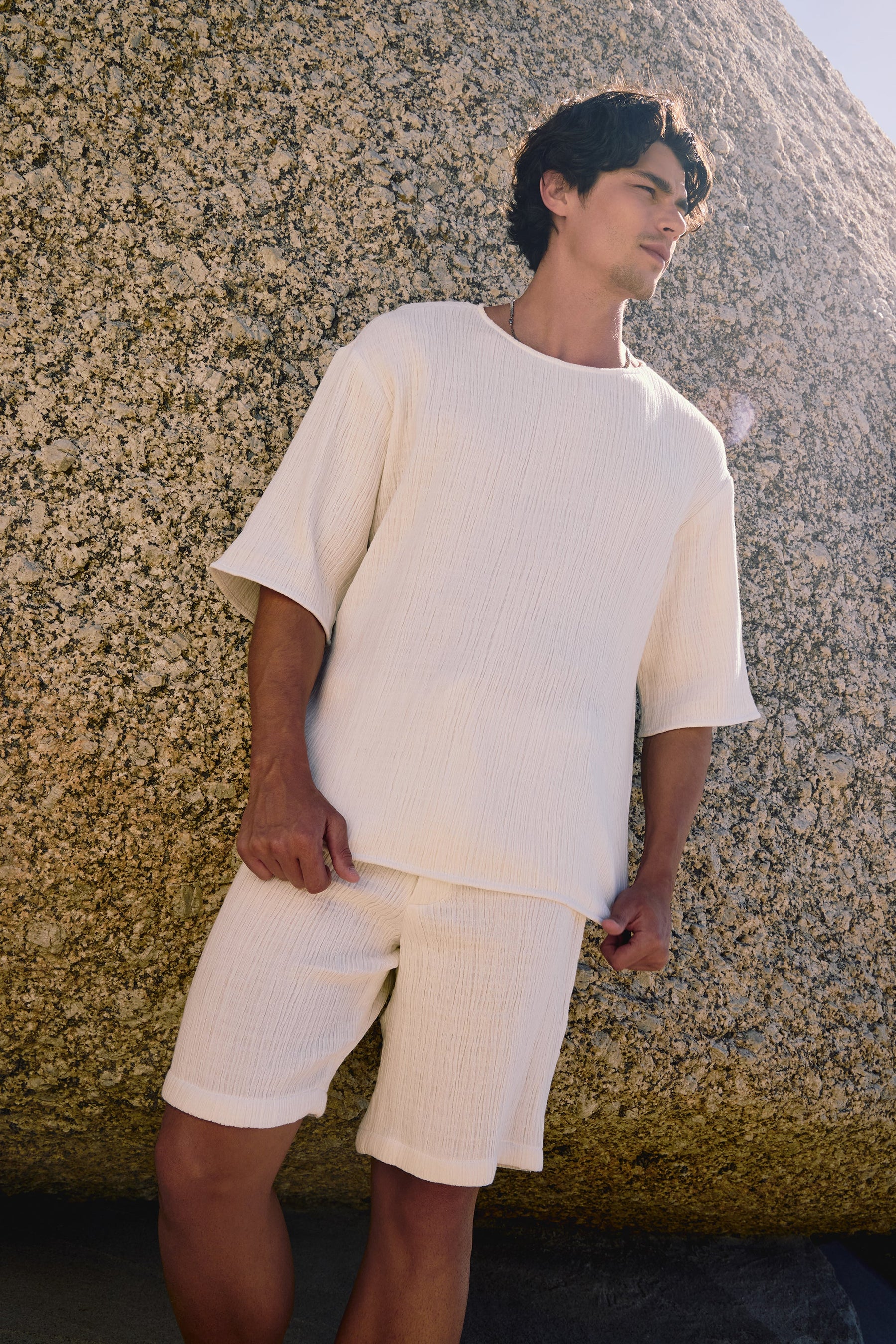 Sandton Shirt - MAN (Ivory) & Amalfi Shorts-Man (Ivory)