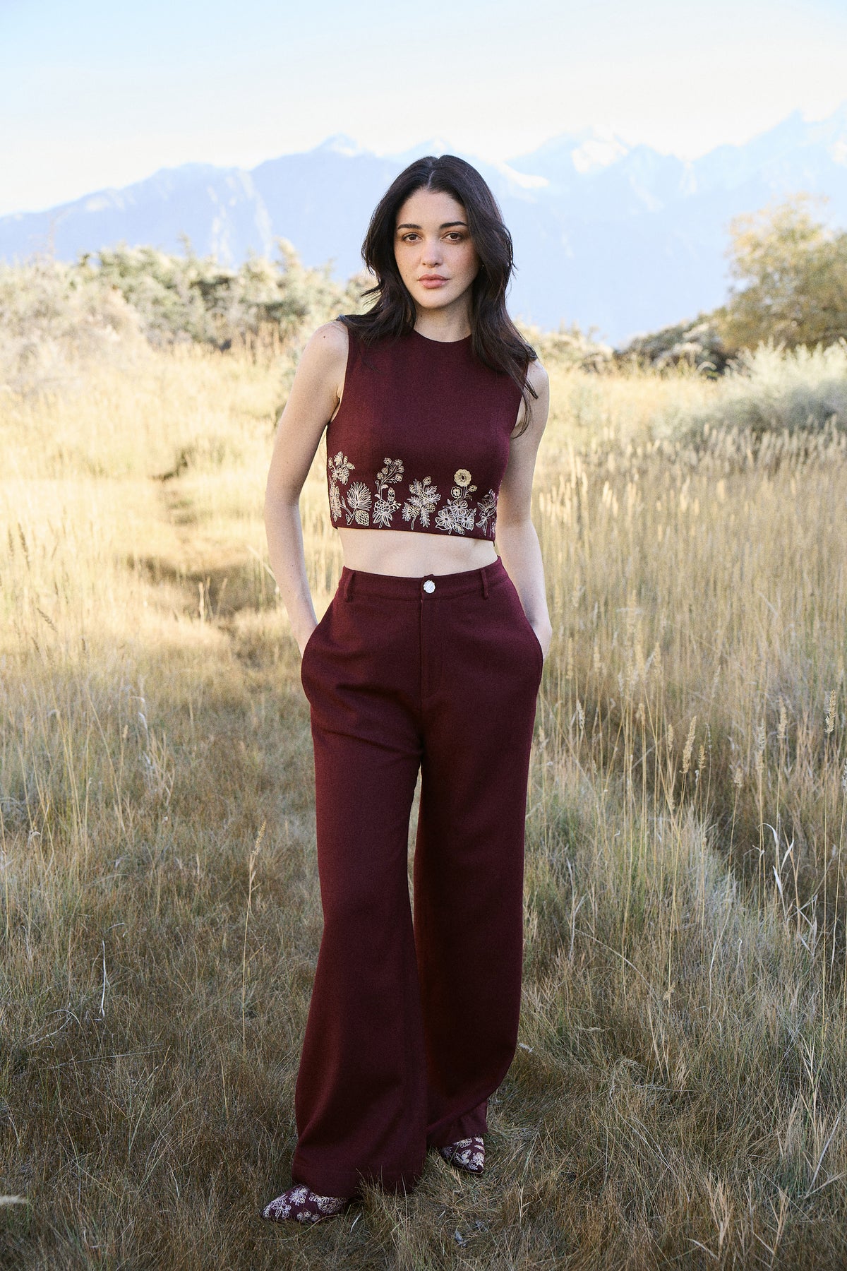 Barot Woollen Crop Top (Merlot)