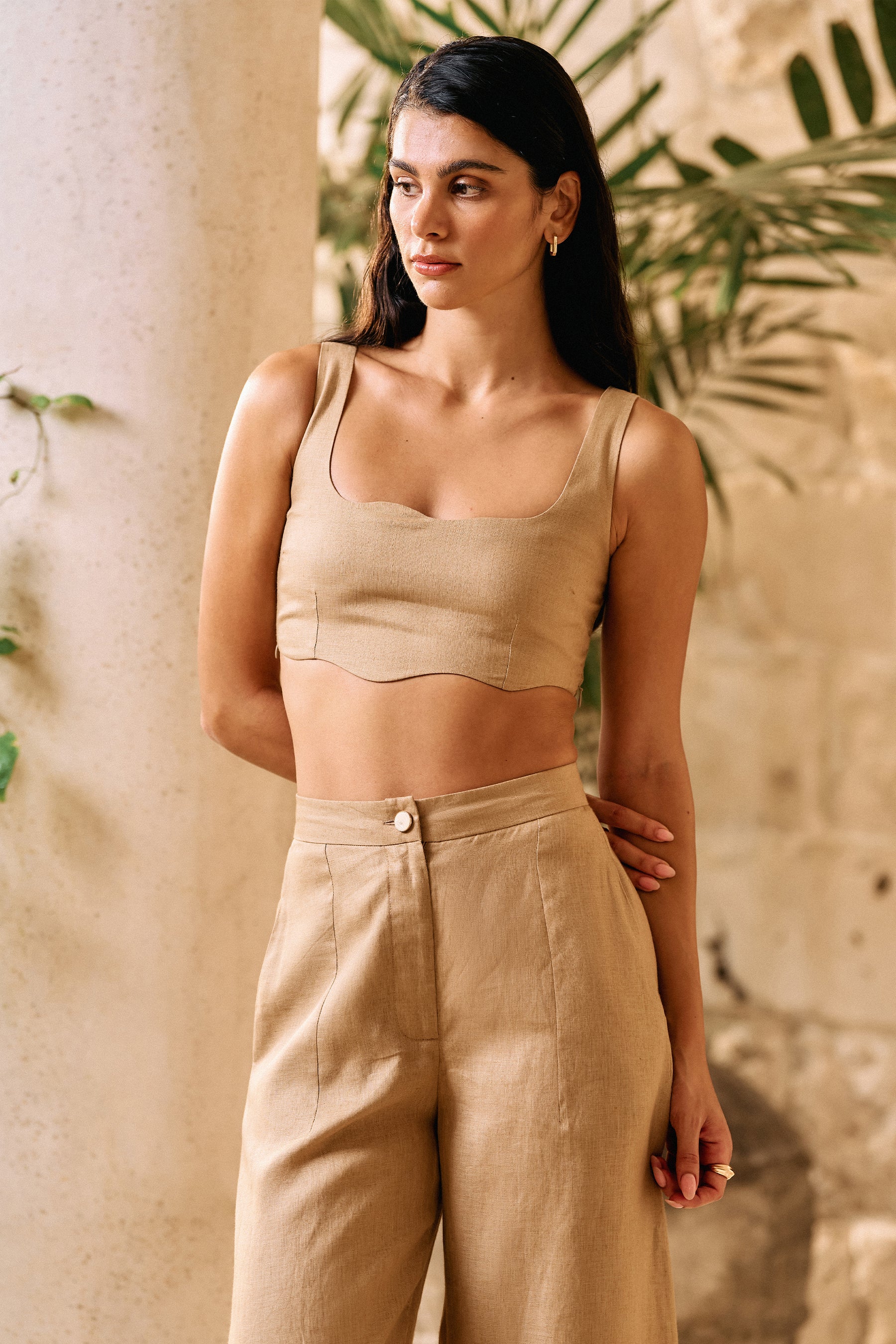 Unsent Note Bandeau Top & Wandering Pants (Sand)