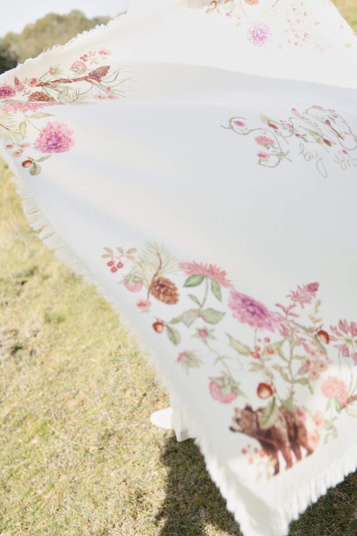 Winter Hush Woollen Scarf (Ivory Alpine Botanics)