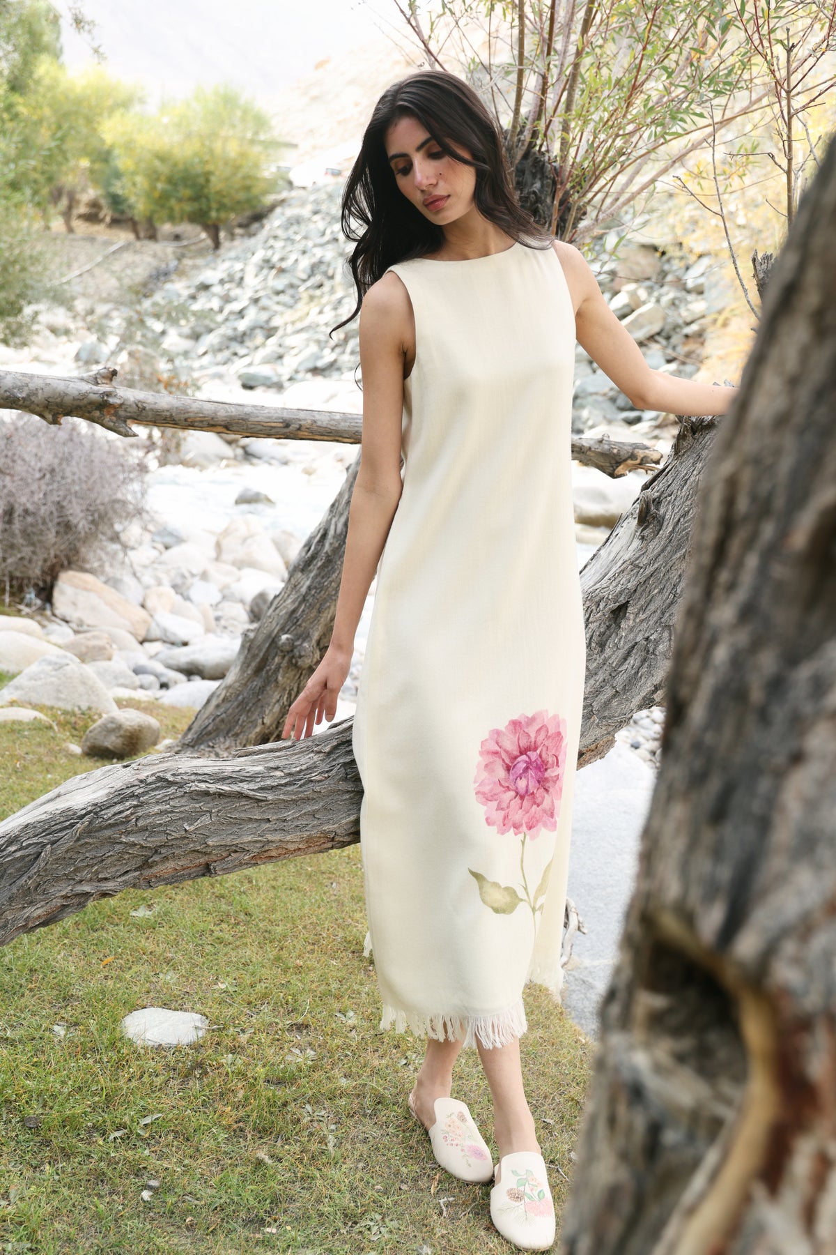 Day Bloom Woollen Dress (Ivory Alpine Botanics)