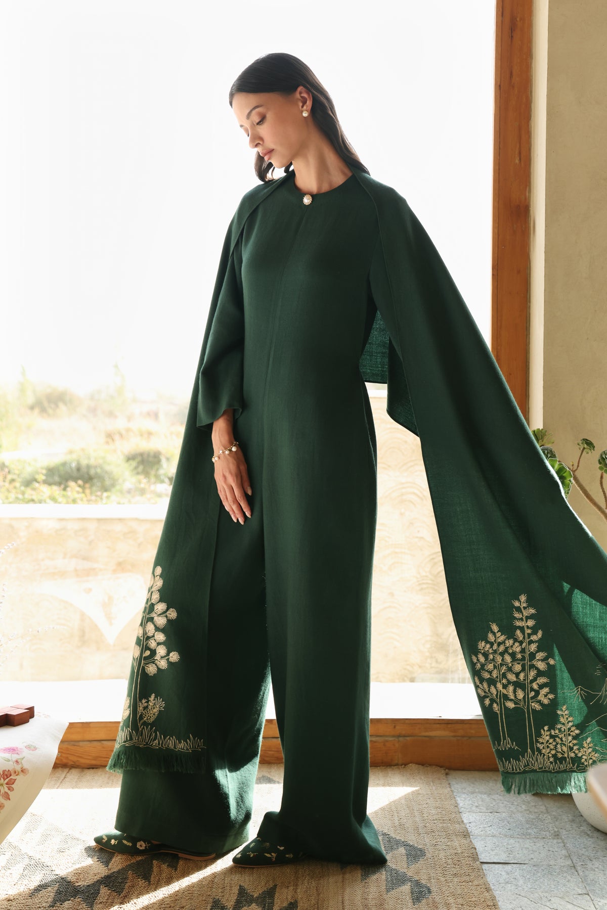 Evergreen Woollen Jumpsuit (Forest Pine)