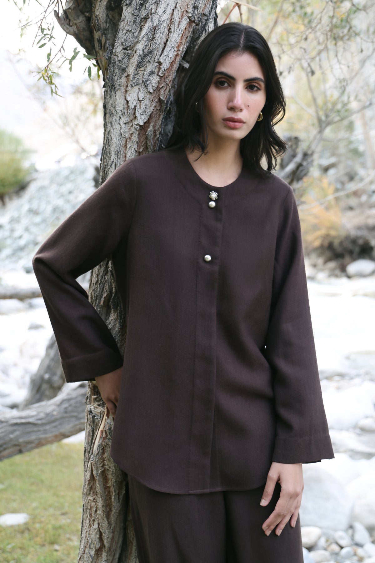 Duskfall Woollen Top (Cocoa) & First Frost Woollen Pants (Cocoa)