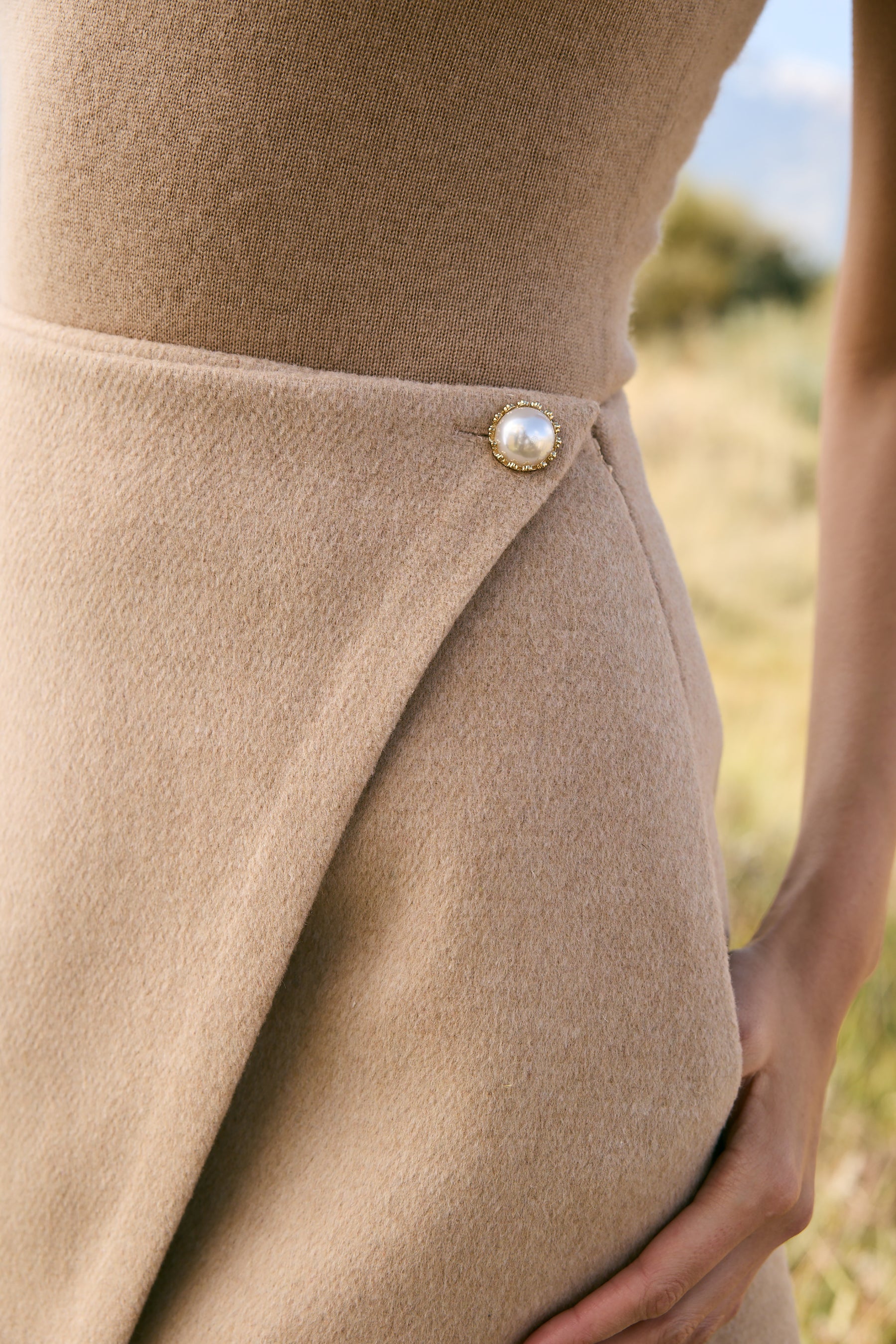 Merino Wool Blend Short Skirt (Oatmeal)