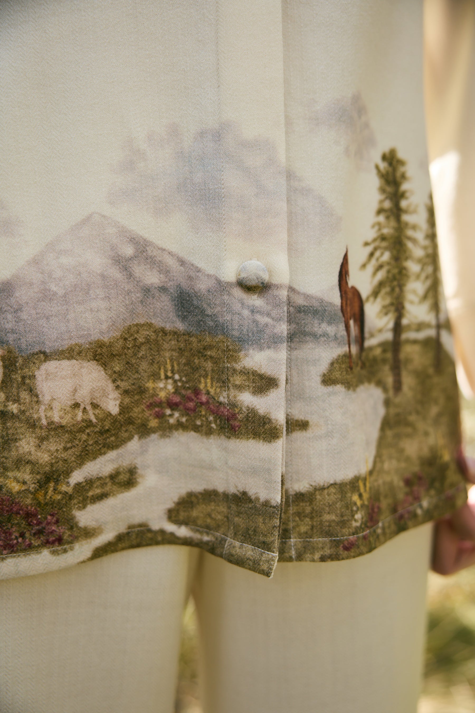 Valley Print Woollen Top & Laha Woollen Pants (Ivory)