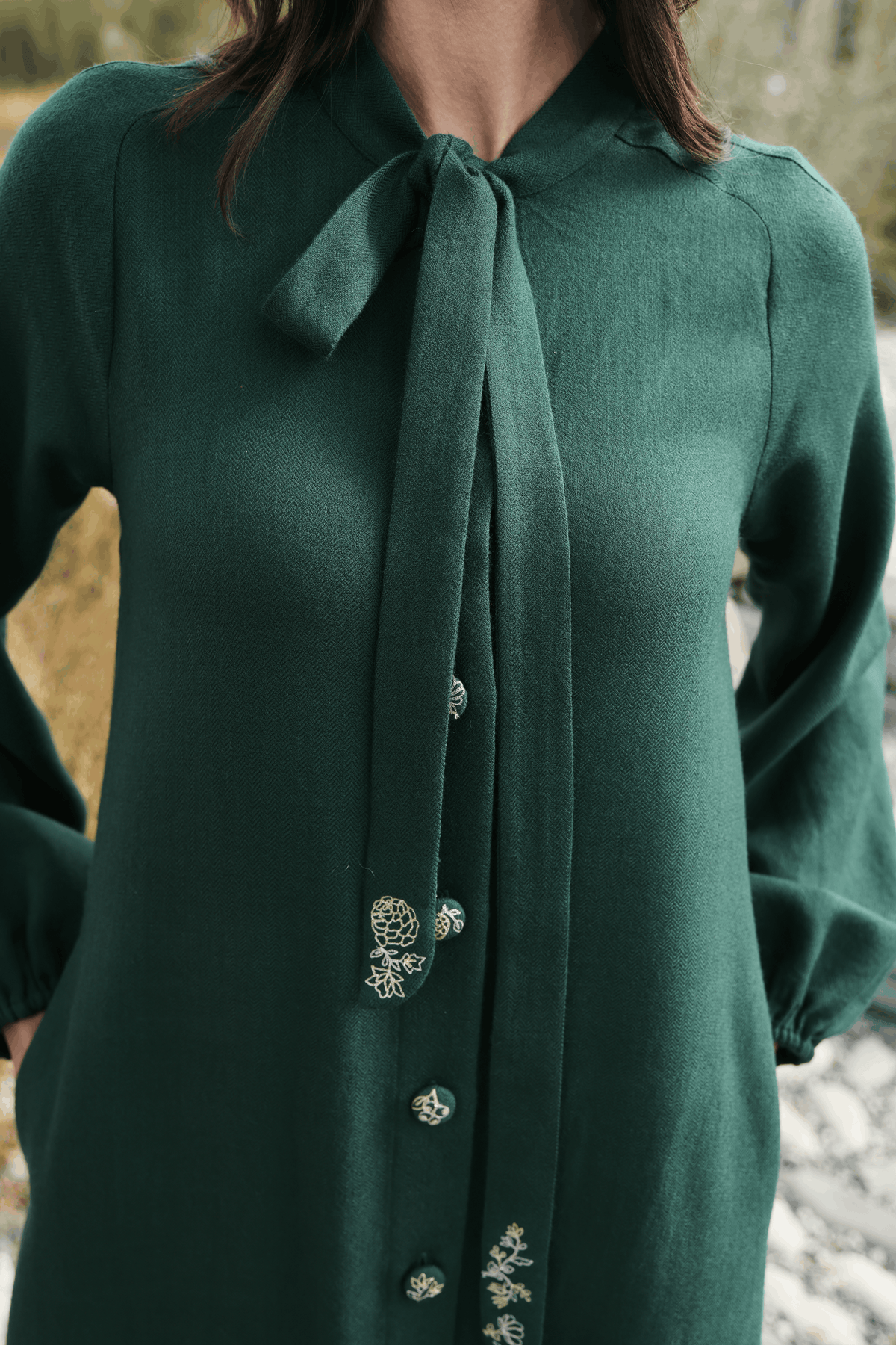 Ivy Woollen Dress (Forest Pine)