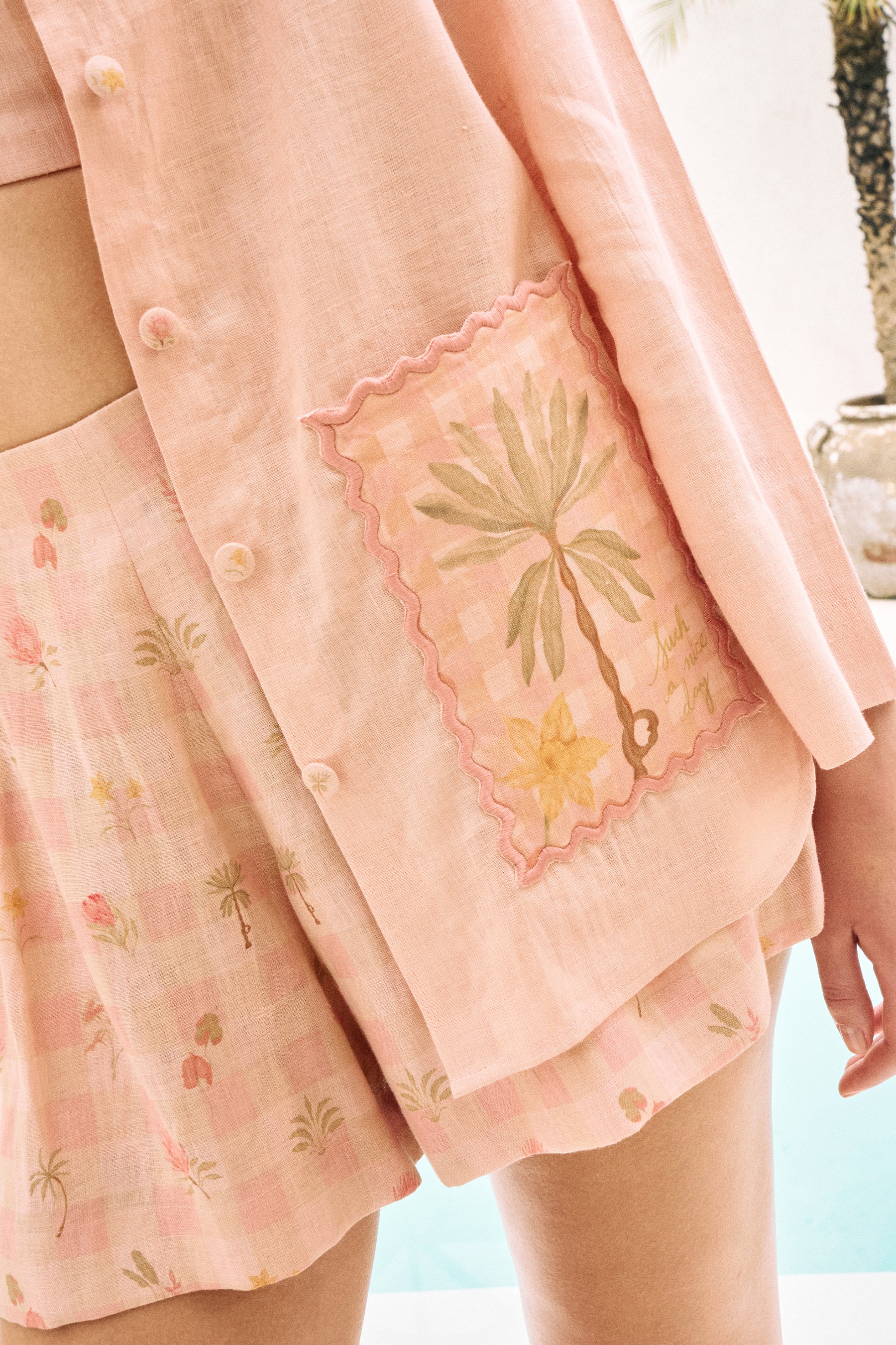 Summer Cooler Shirt (Dusty Pink Postcards Print)
