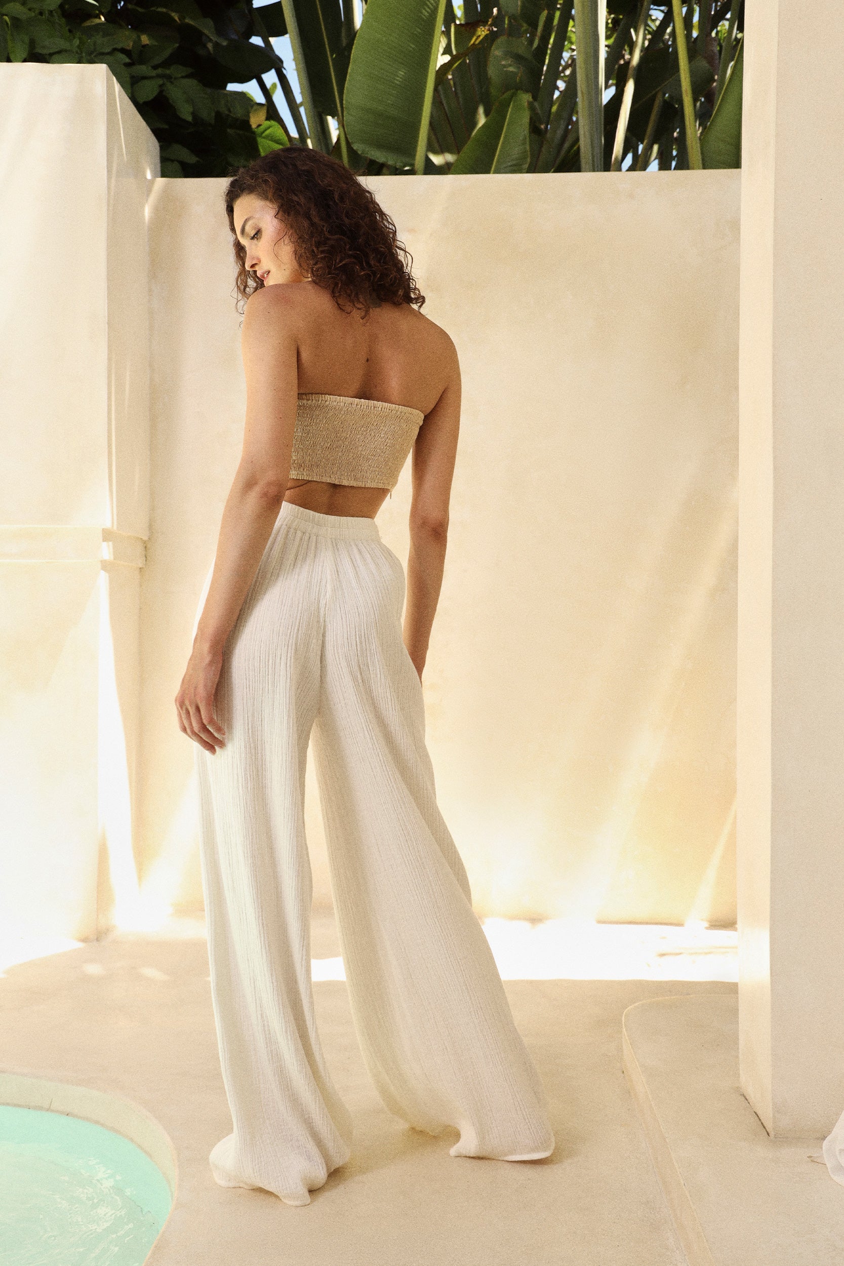 Madagascar Structured Bandeau (Light Creme) & Sorrento Pants (Ivory)
