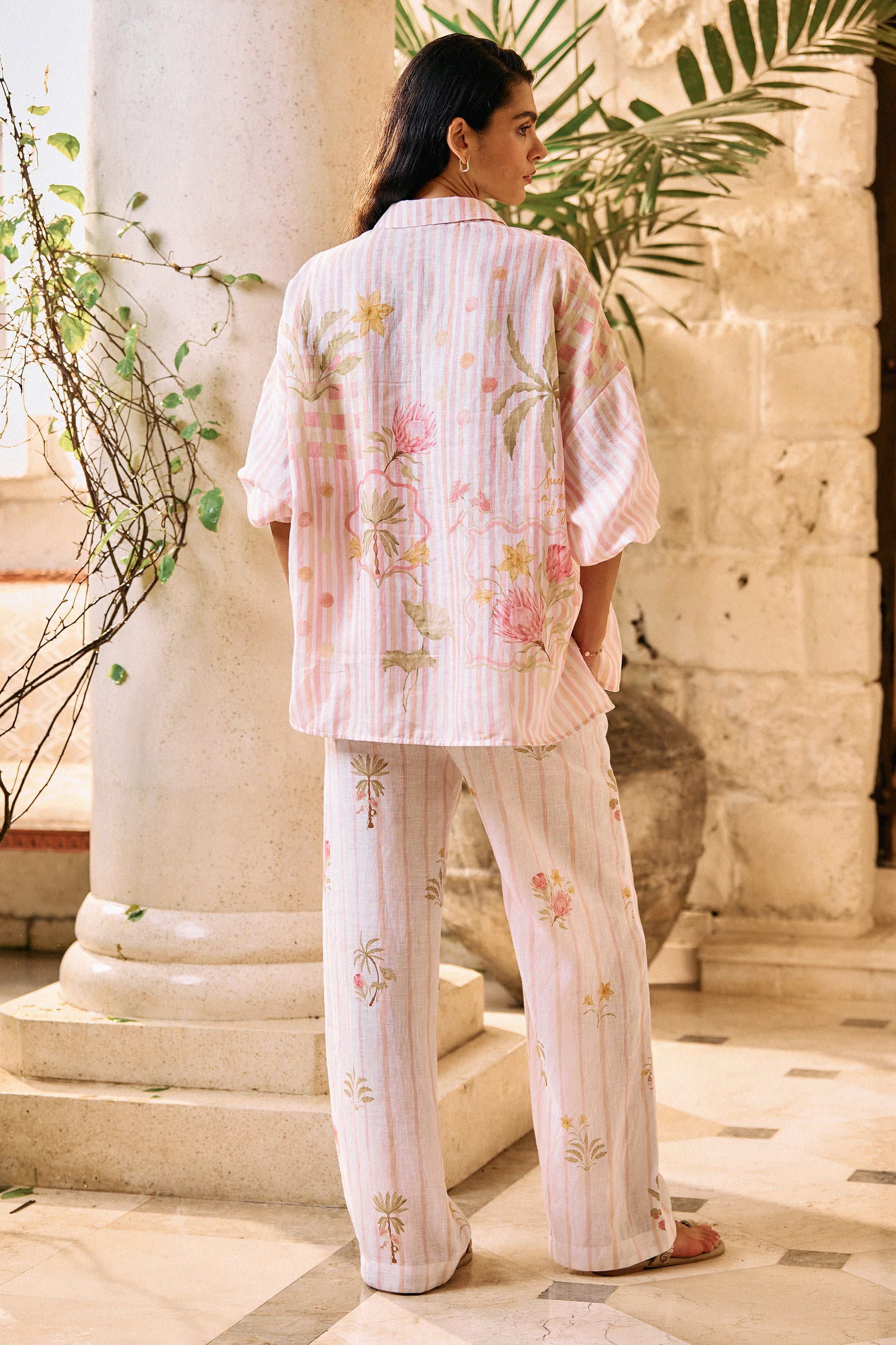 Postcard Pants (White Floral Print)