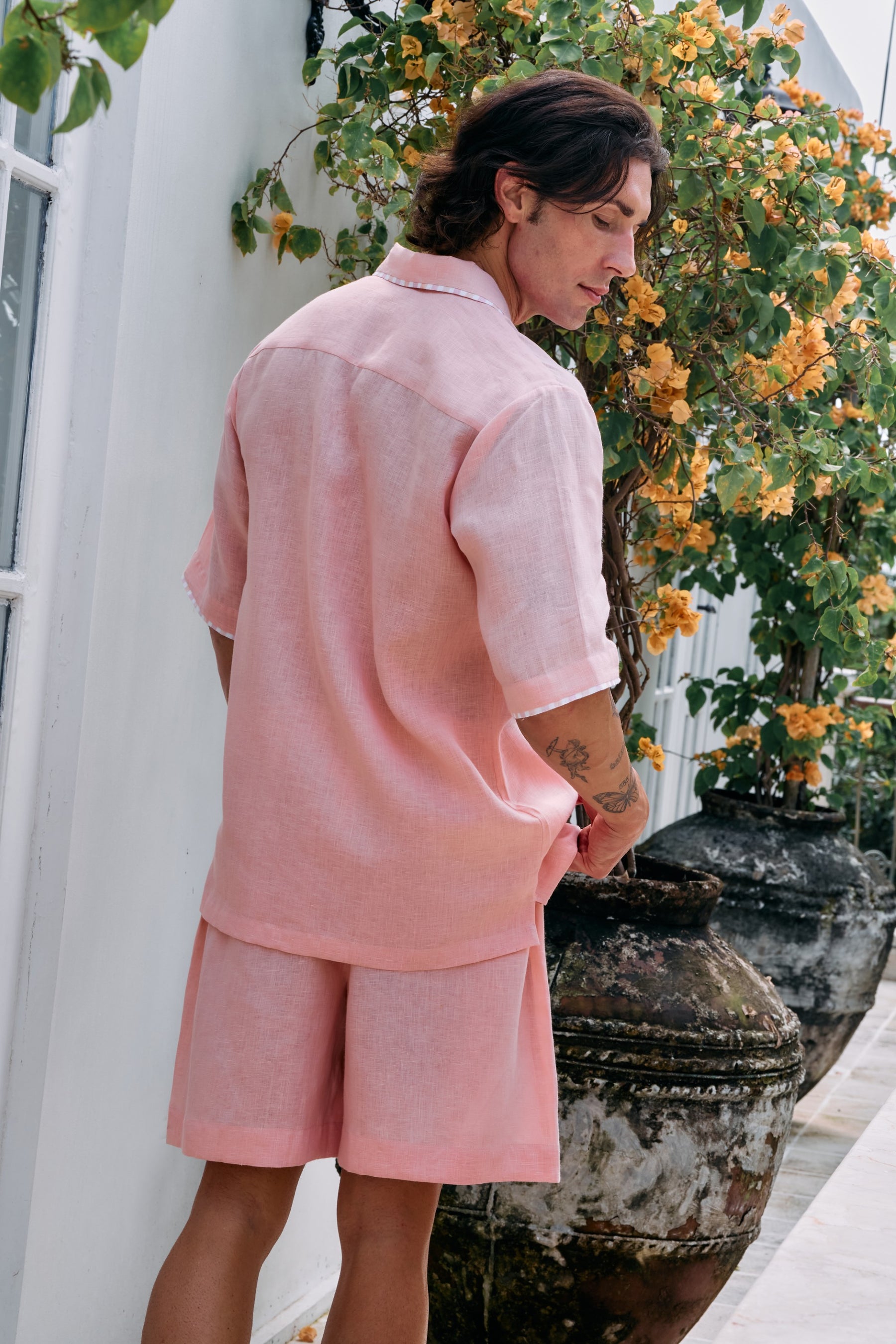 Daybreak Camp Collar Shirt & At Ease Shorts - Man (Raspberry)