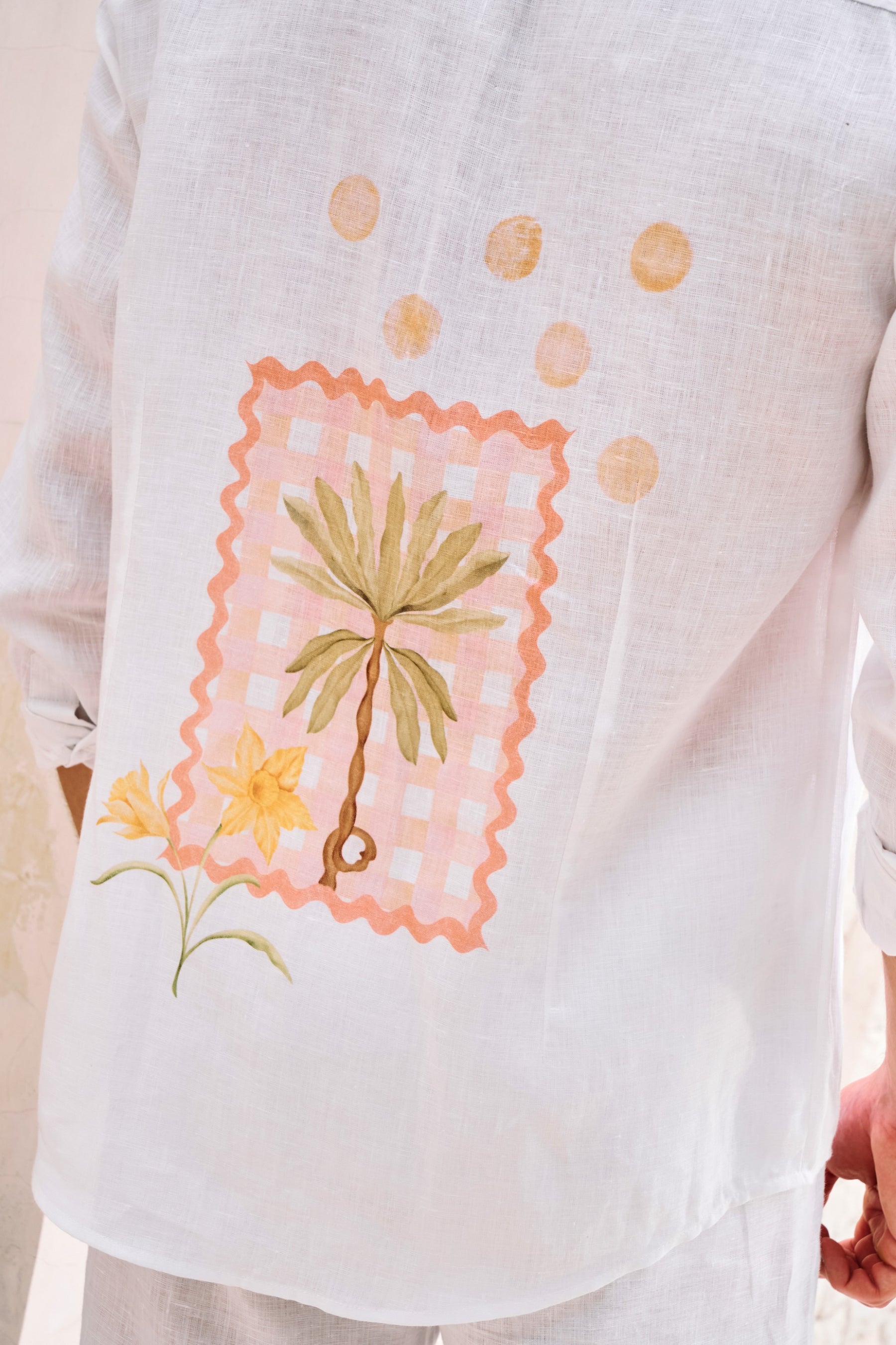Postcard Back Print Shirt & Steady Form Pants - Man (White)