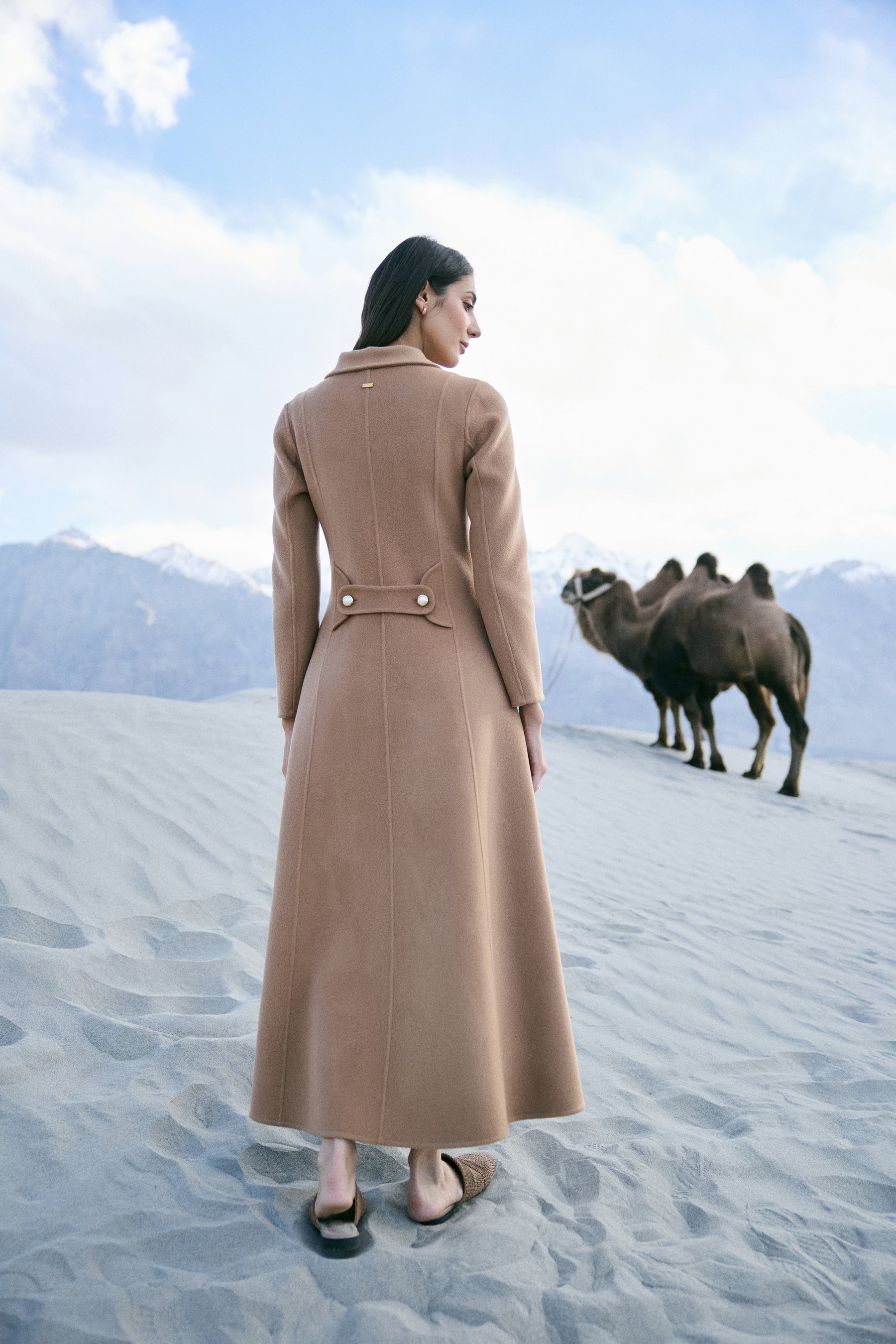 Cashmere-Silk-Merino Blend Dress Coat (Warm Honey)