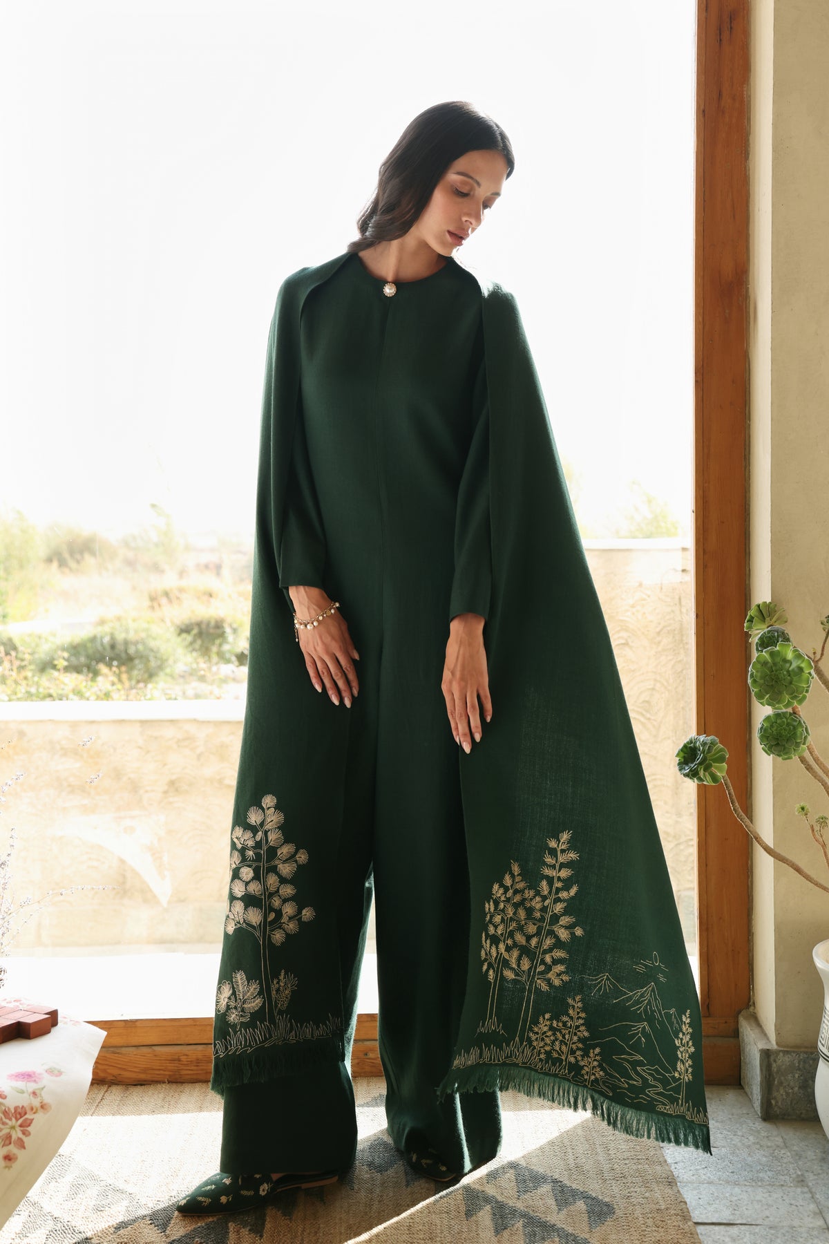 Evergreen Woollen Shawl (Forest Pine)