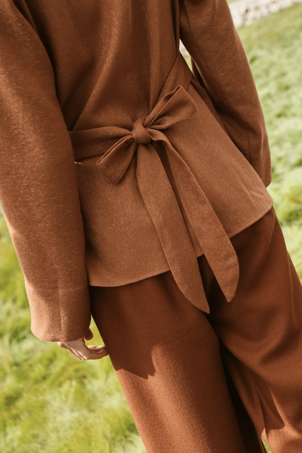 Autumn Chill Wrap Woollen Top (Maple)