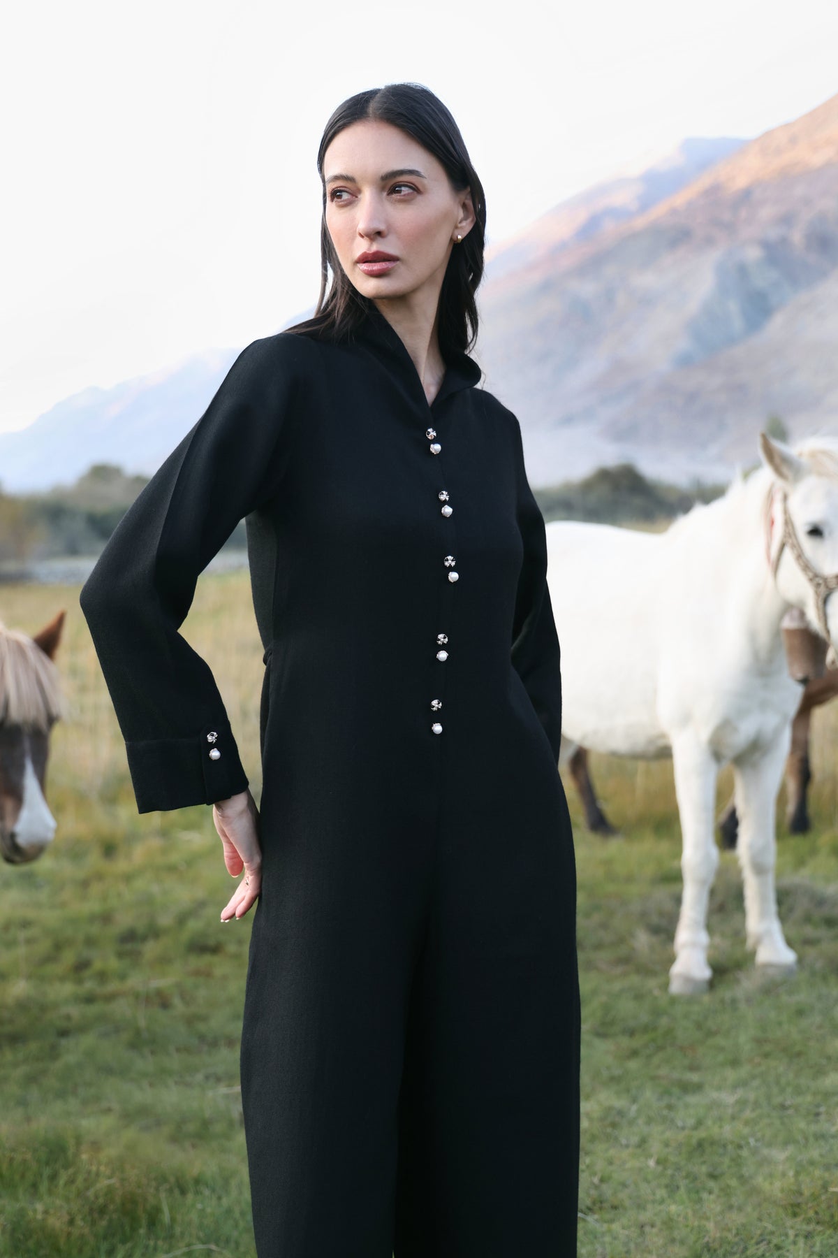 Still Night Woollen Jumpsuit (Black)