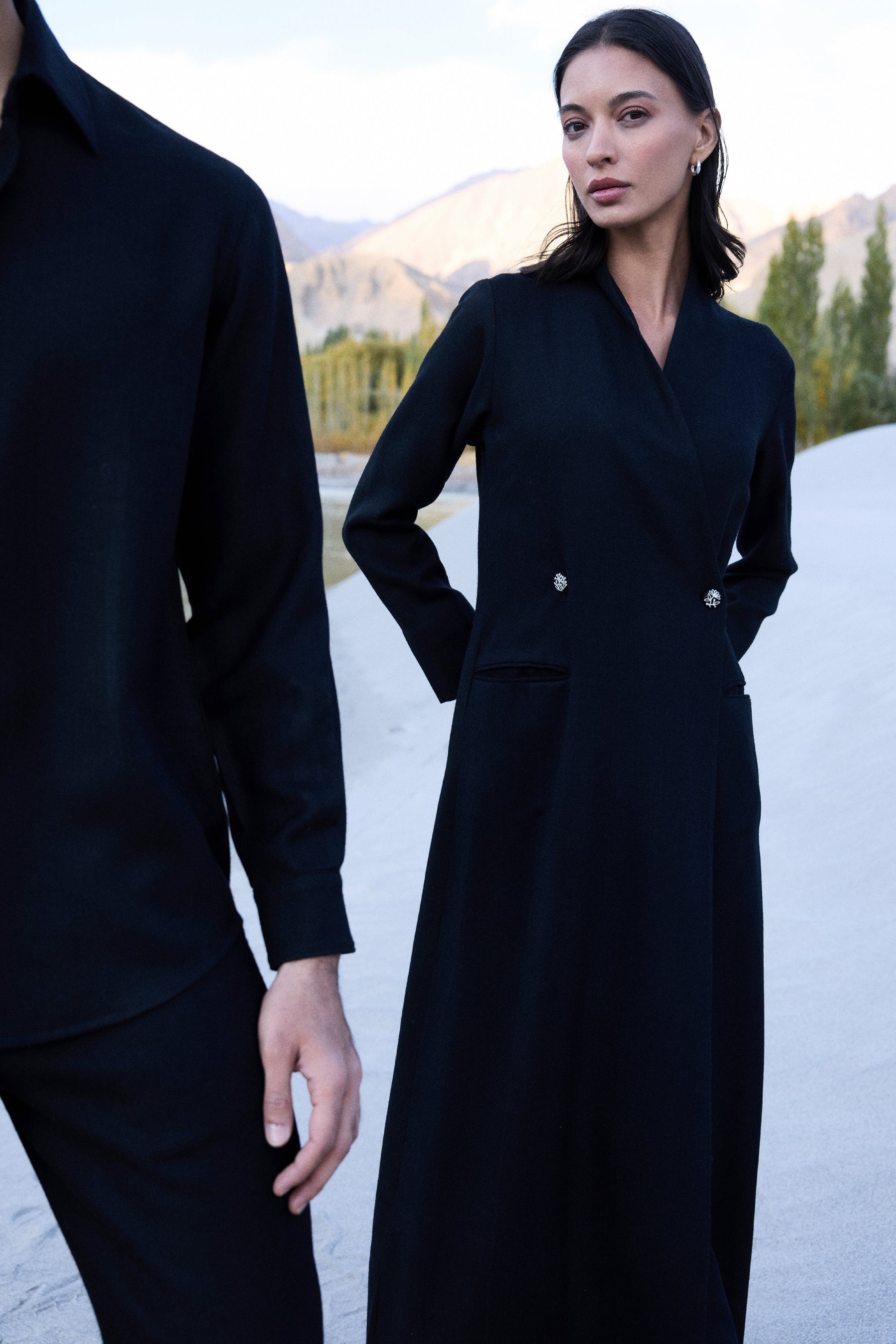 Moriri Woollen Overlay Dress (Black)