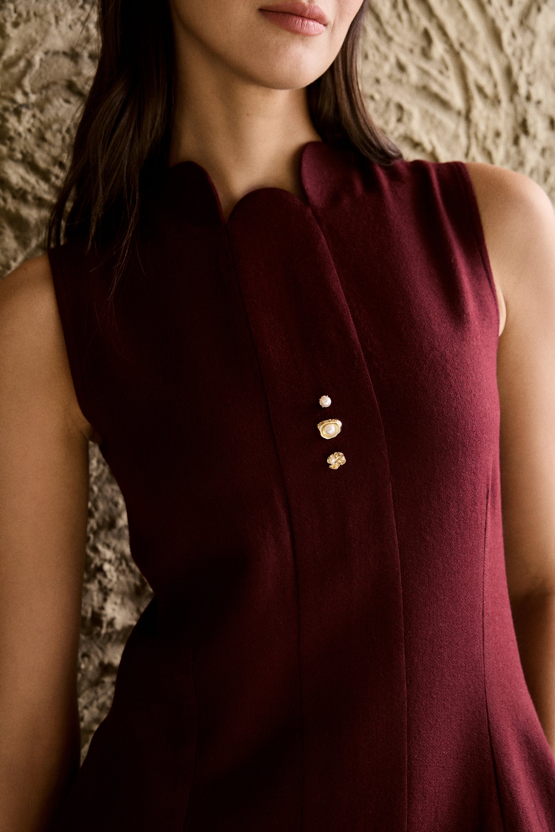 Aira Woollen Dress (Merlot)