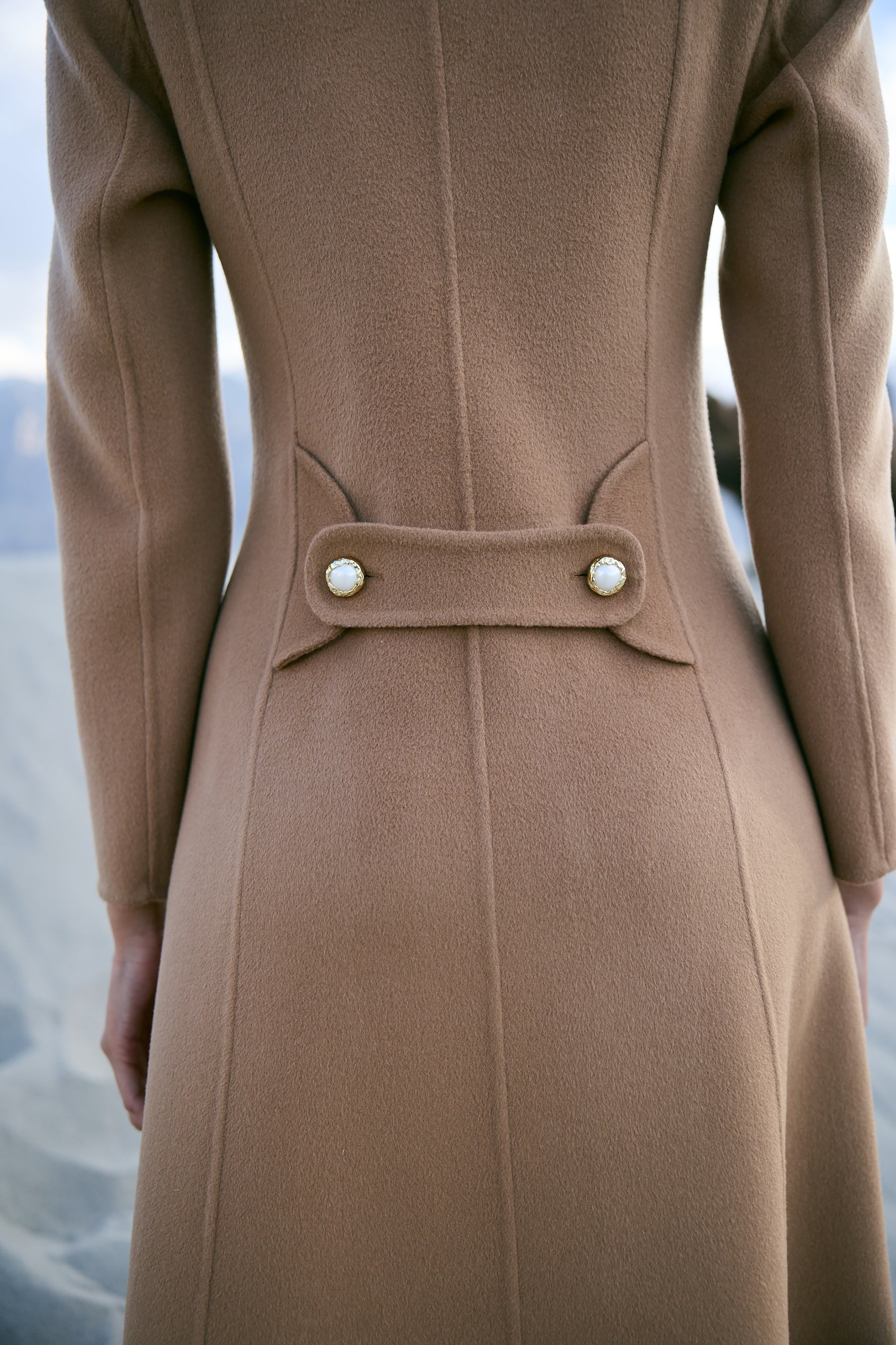 Cashmere-Silk-Merino Blend Dress Coat (Warm Honey)