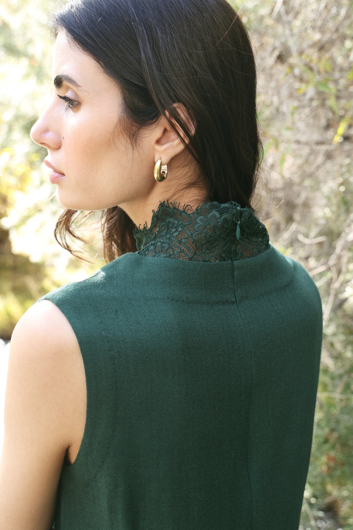 Afterglow Woollen Lace Dress (Forest Pine)