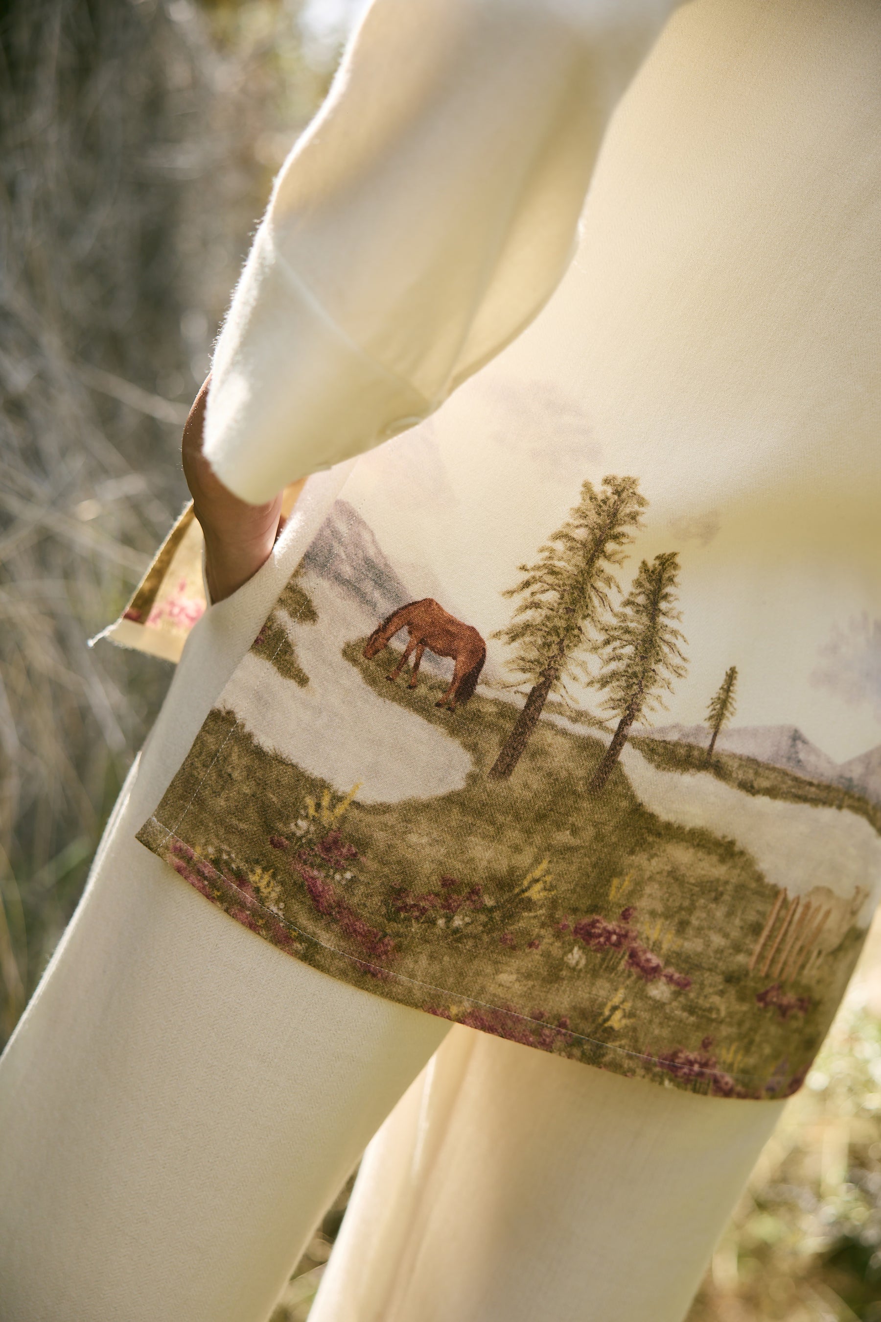Valley Print Woollen Top (Ivory)