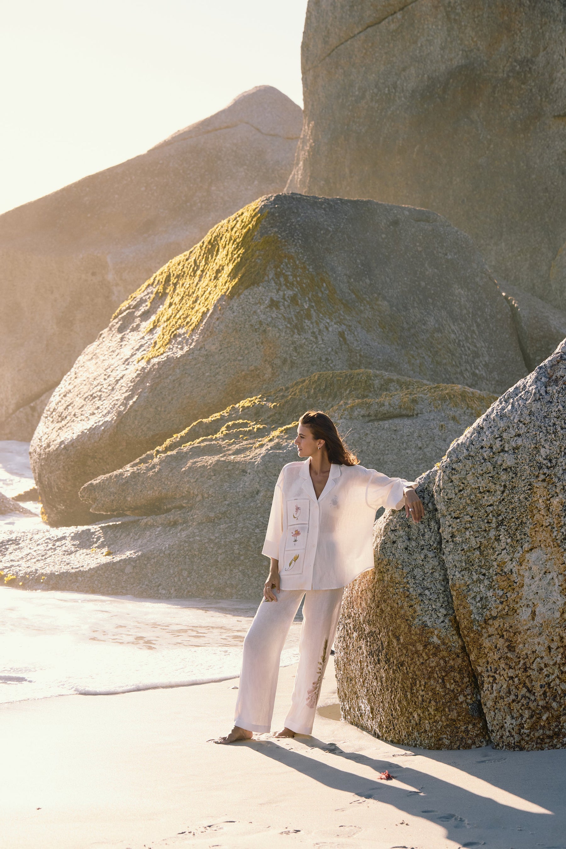SAND Linen Savanna Shirt (White Floral & Lace) & SAND Savanna Pants (Floral White)