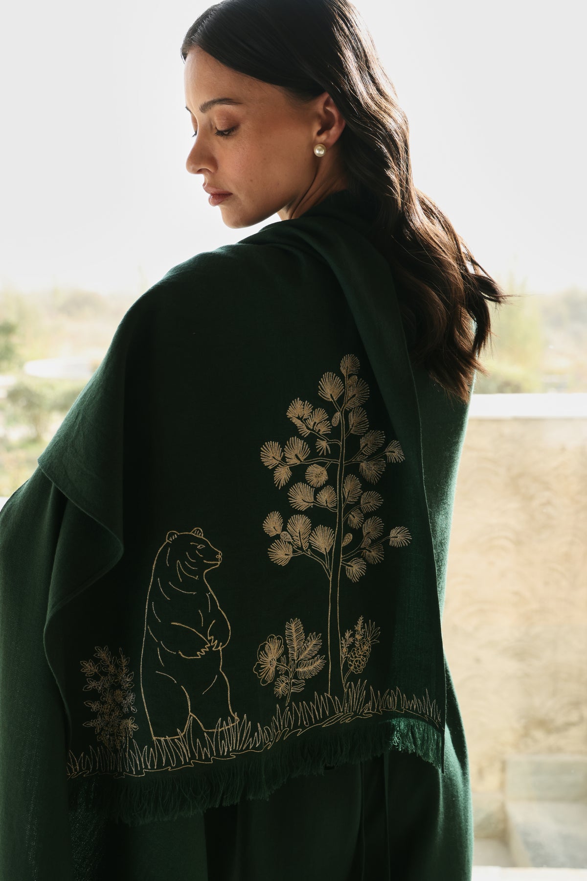 Evergreen Woollen Shawl (Forest Pine)